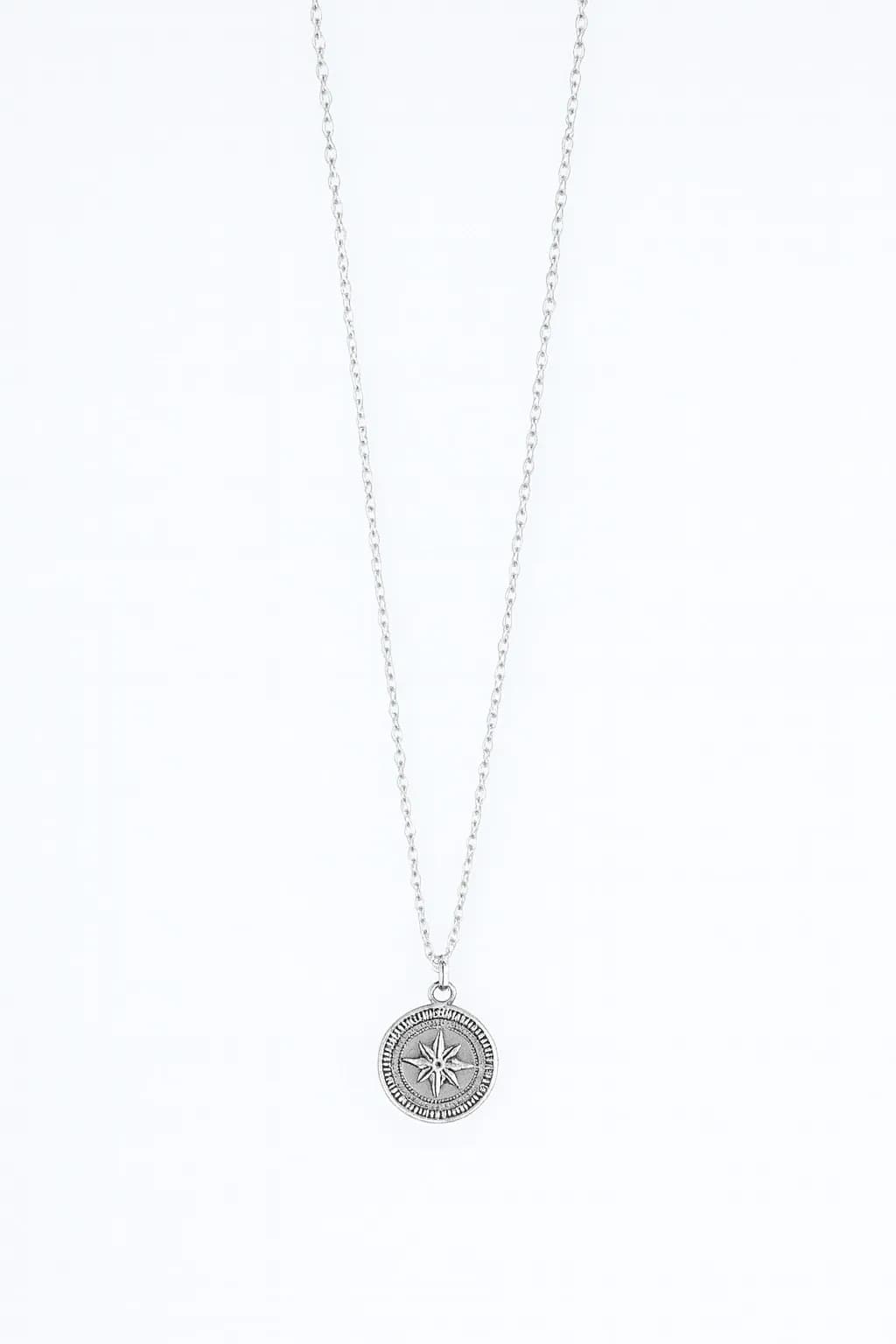 Çelil Gümüş Renk Pusula Kolye