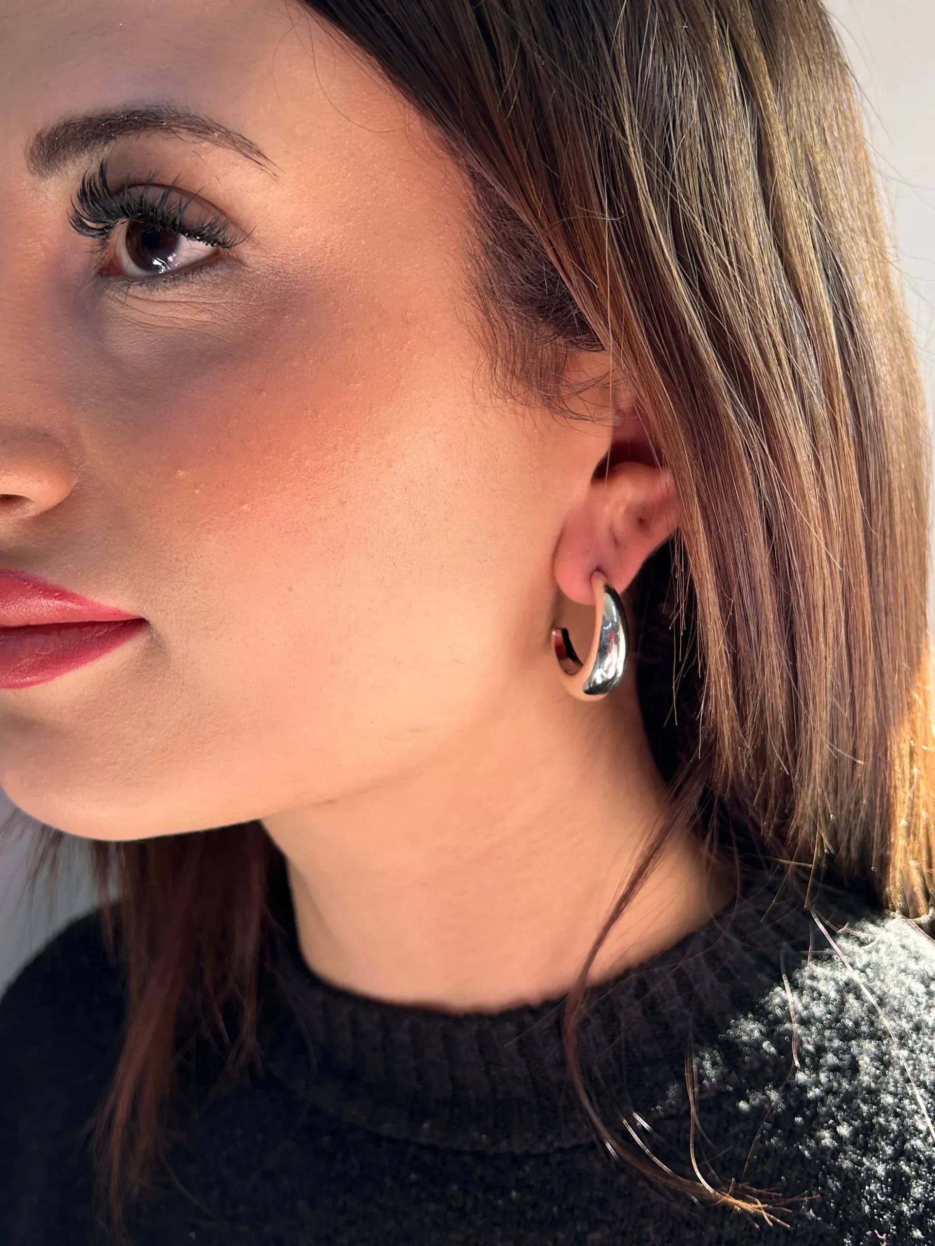 Gümüş Renk Ay Küpe