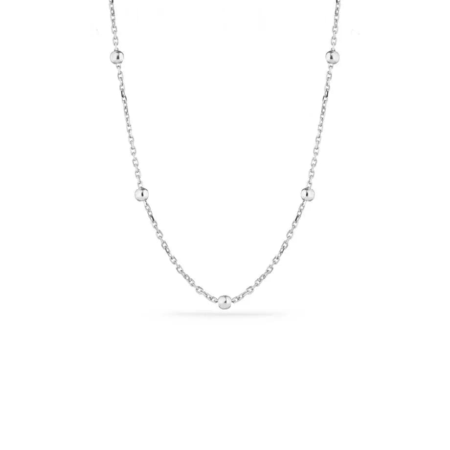 Gümüş Renk Top Zincir Kolye 45 cm