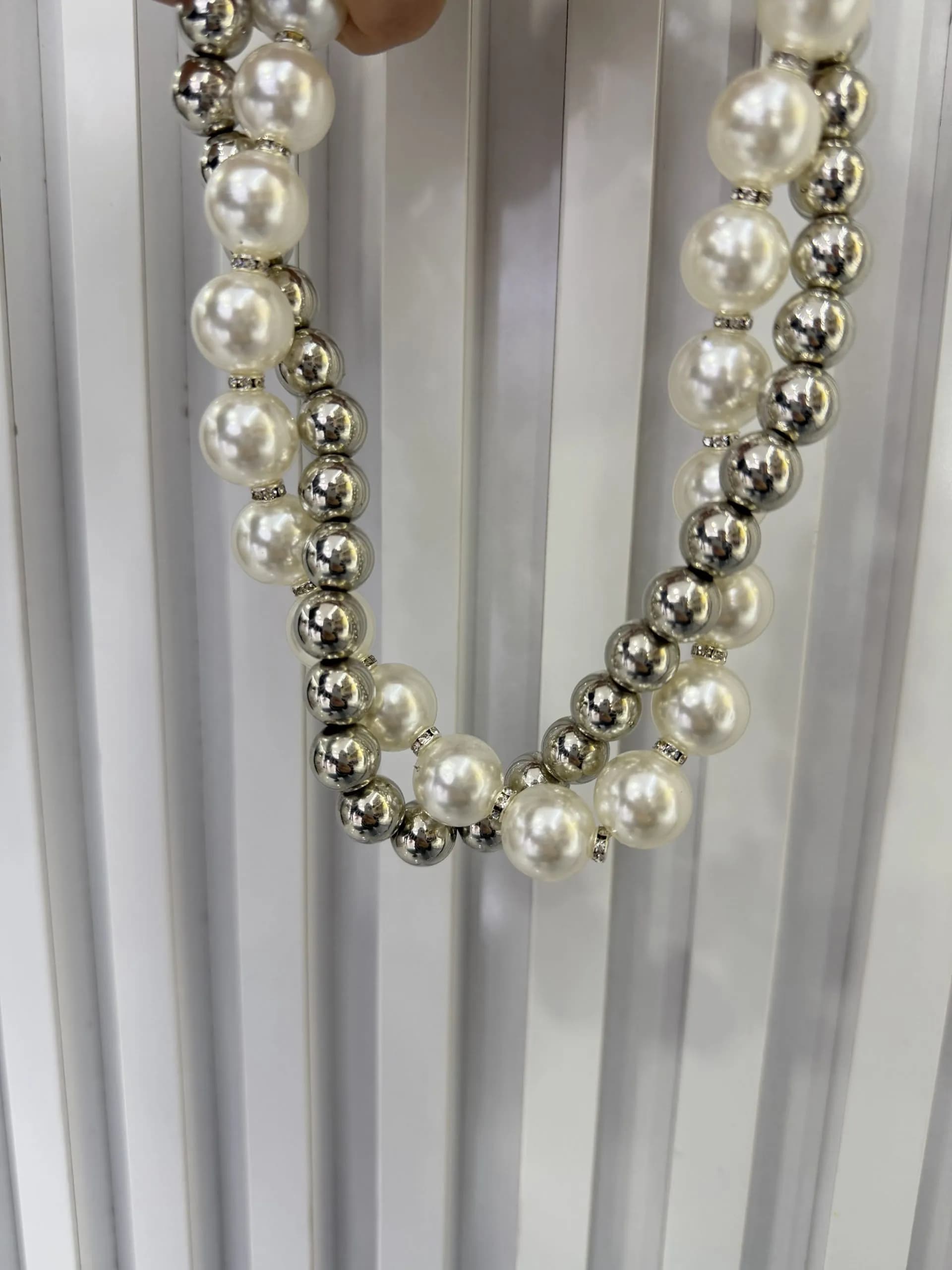 İnci Top Gümüş Tasarım Kolye