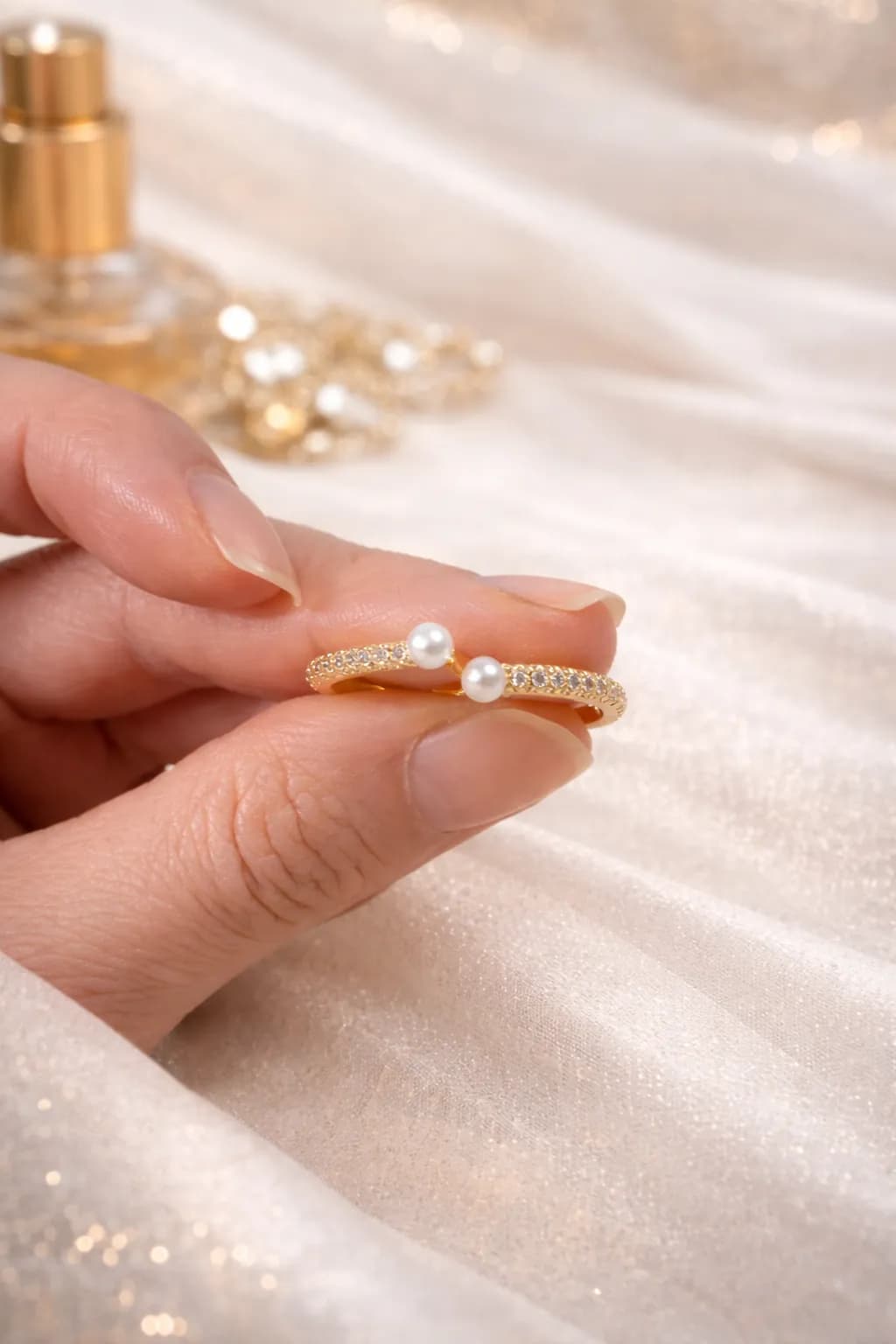 İnci Uç Ayarlanabilir Yüzük