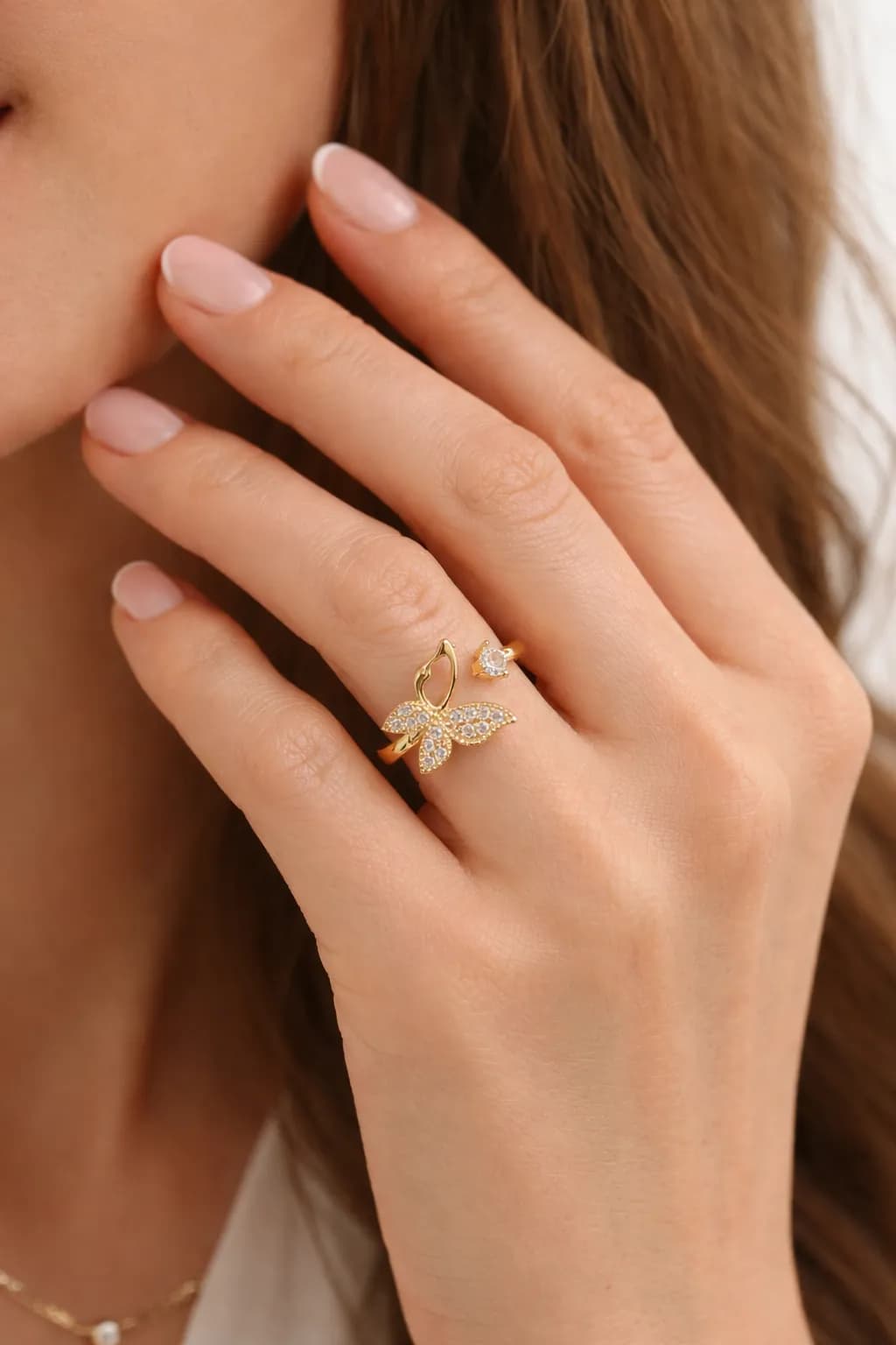 Kelebek Taşlı Yüzük ayarlanabilir