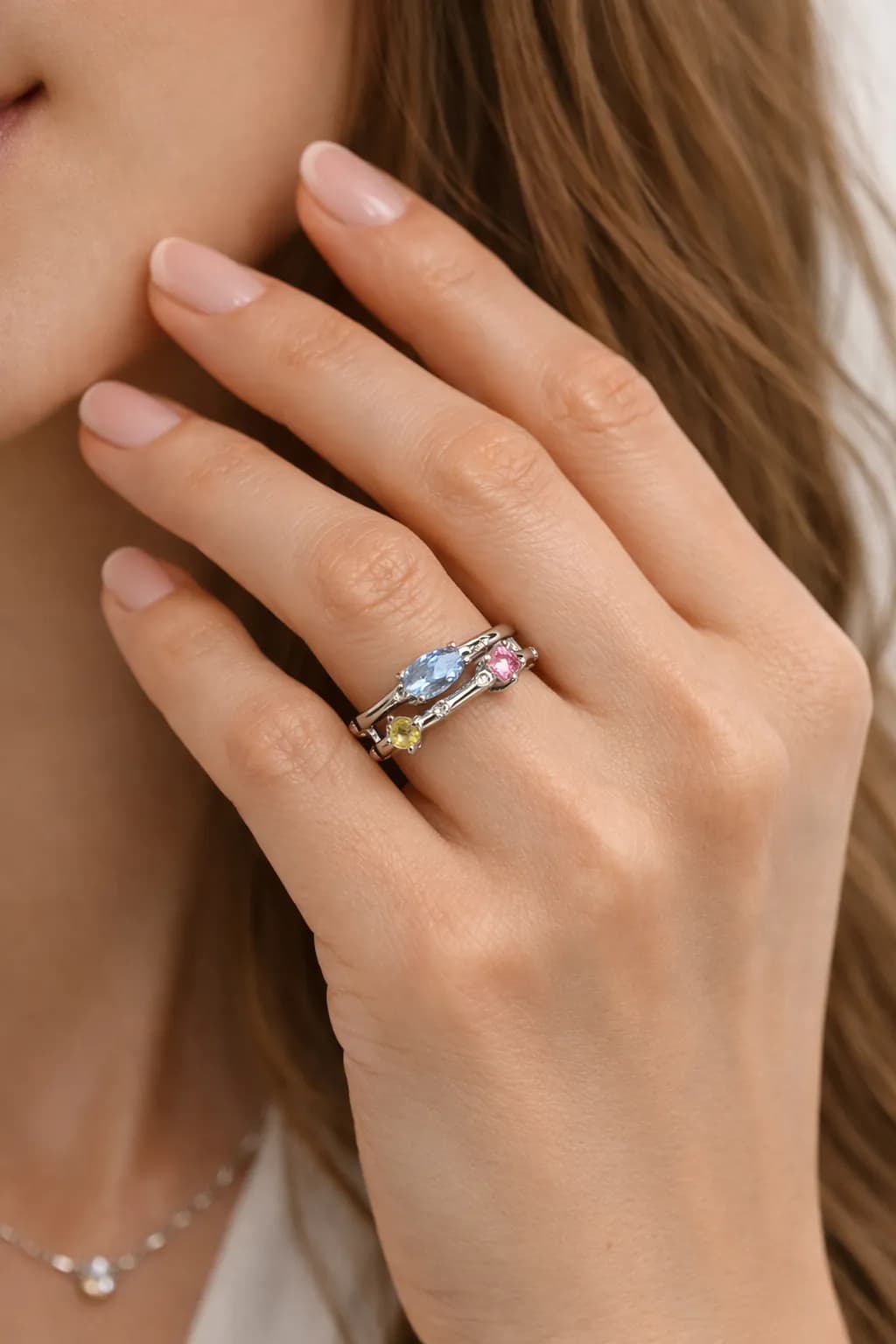 Renkli Taşlı Yüzük ayarlanabilir