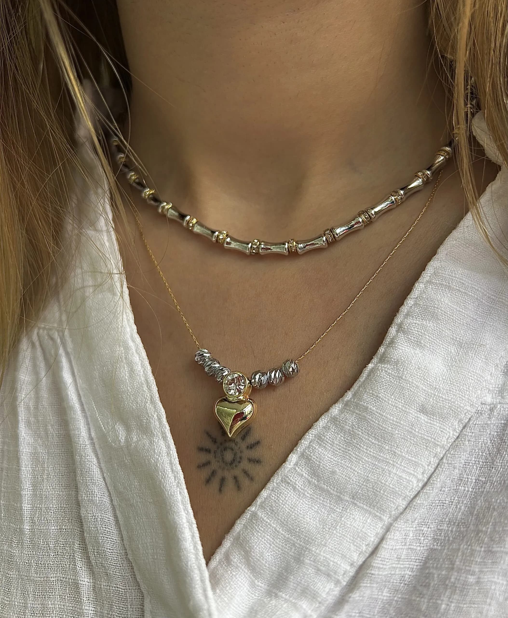 Vip 2 Lİ Gümüş Detay Taşlı Kalp Kolye