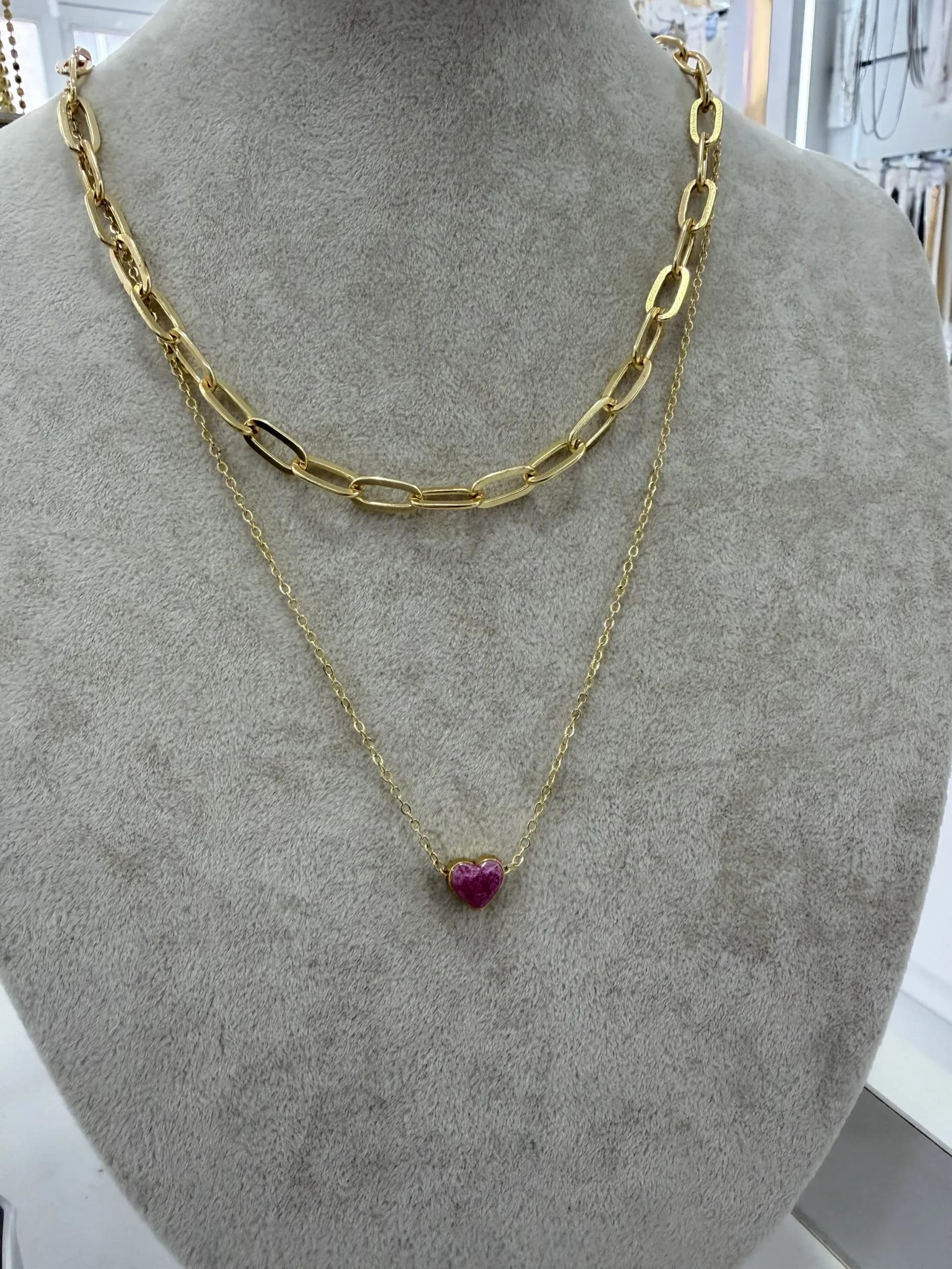 Vip Ataç Pembe Kalp 2 li Kolye