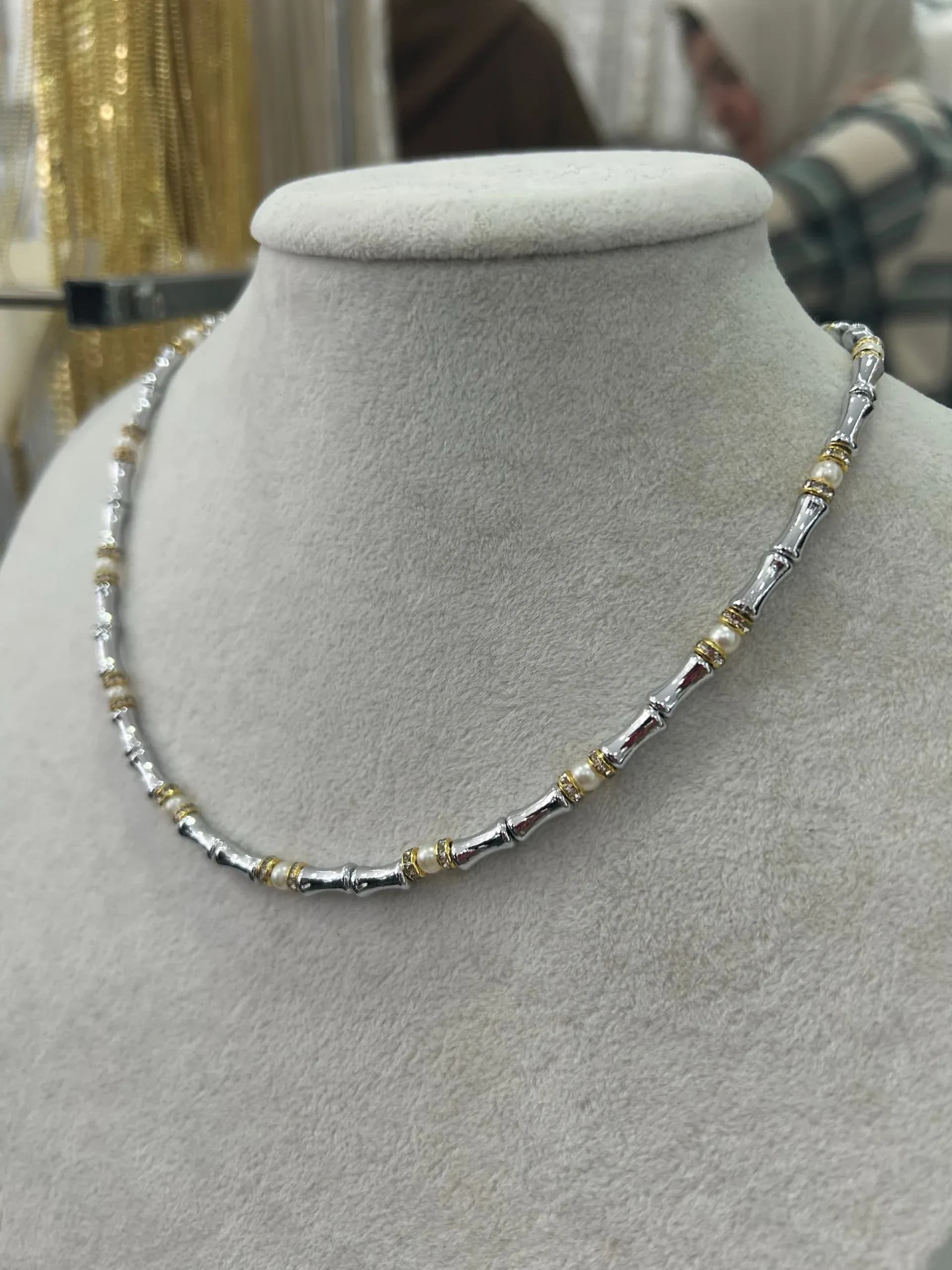 Vip Gümüş Renk İncili Leyla Serenay Kolye