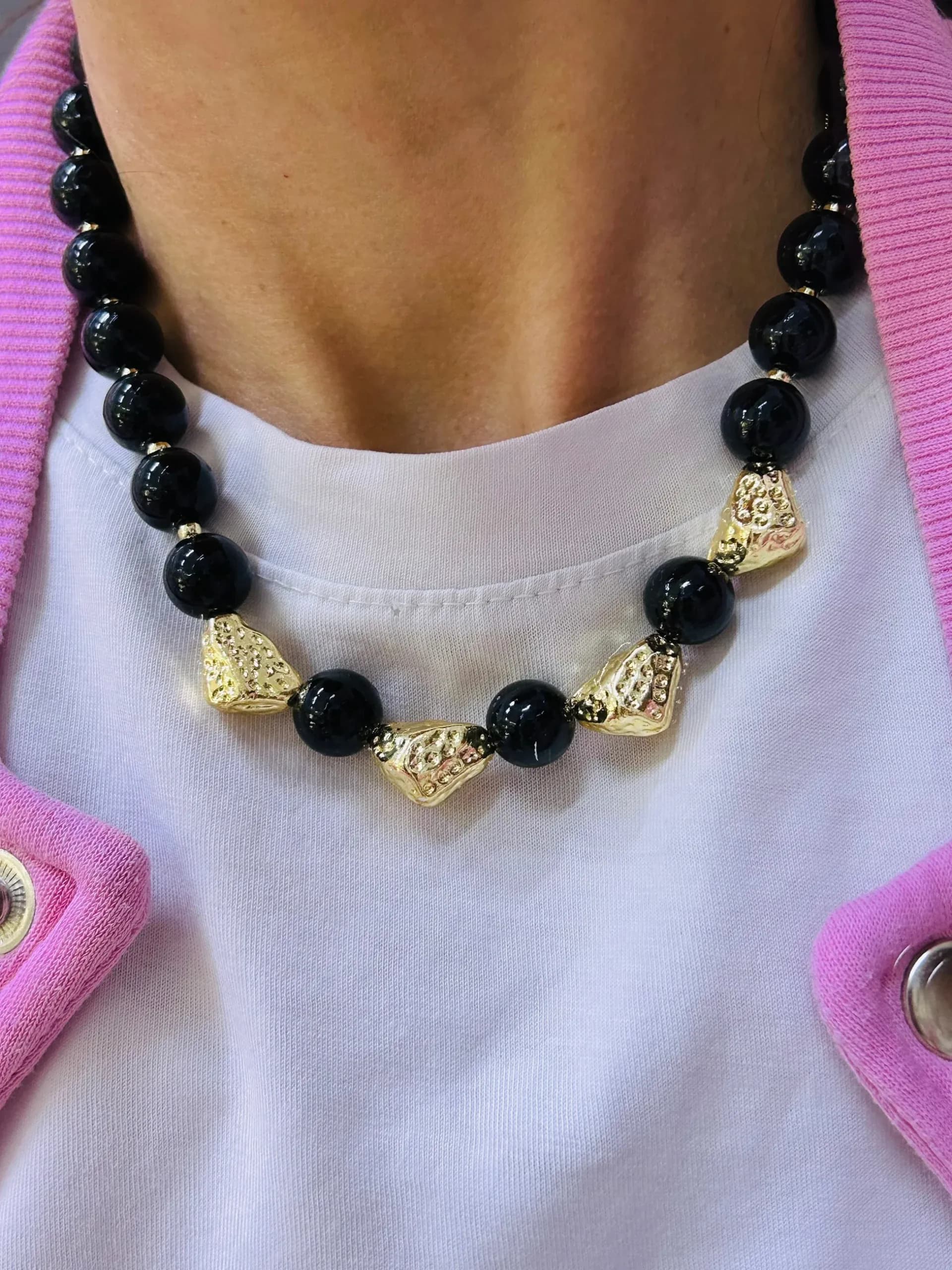 Vip Kemik Siyah Gold Tasarım Kolye