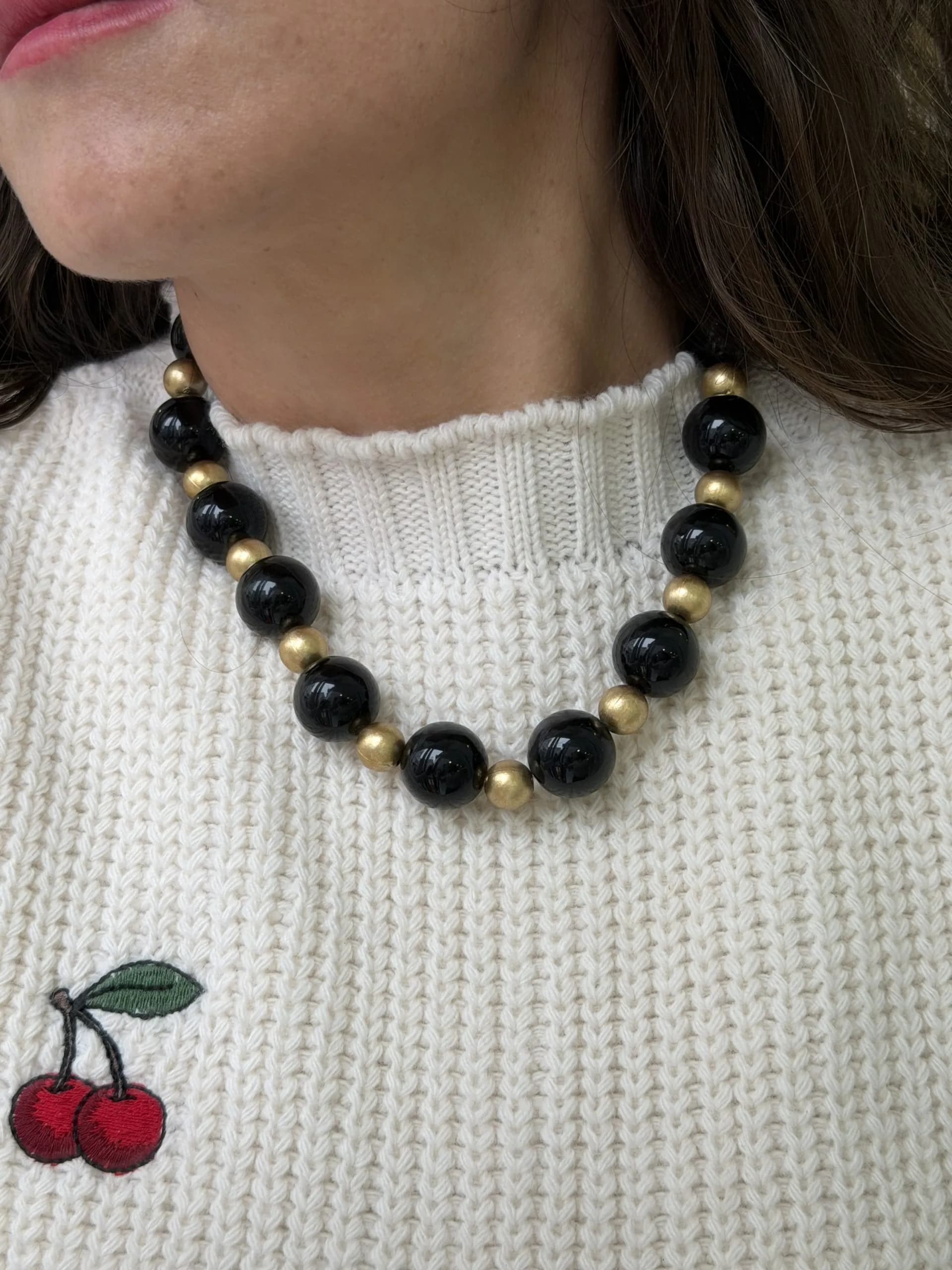 Vip Siyah Gold Kemik Kolye