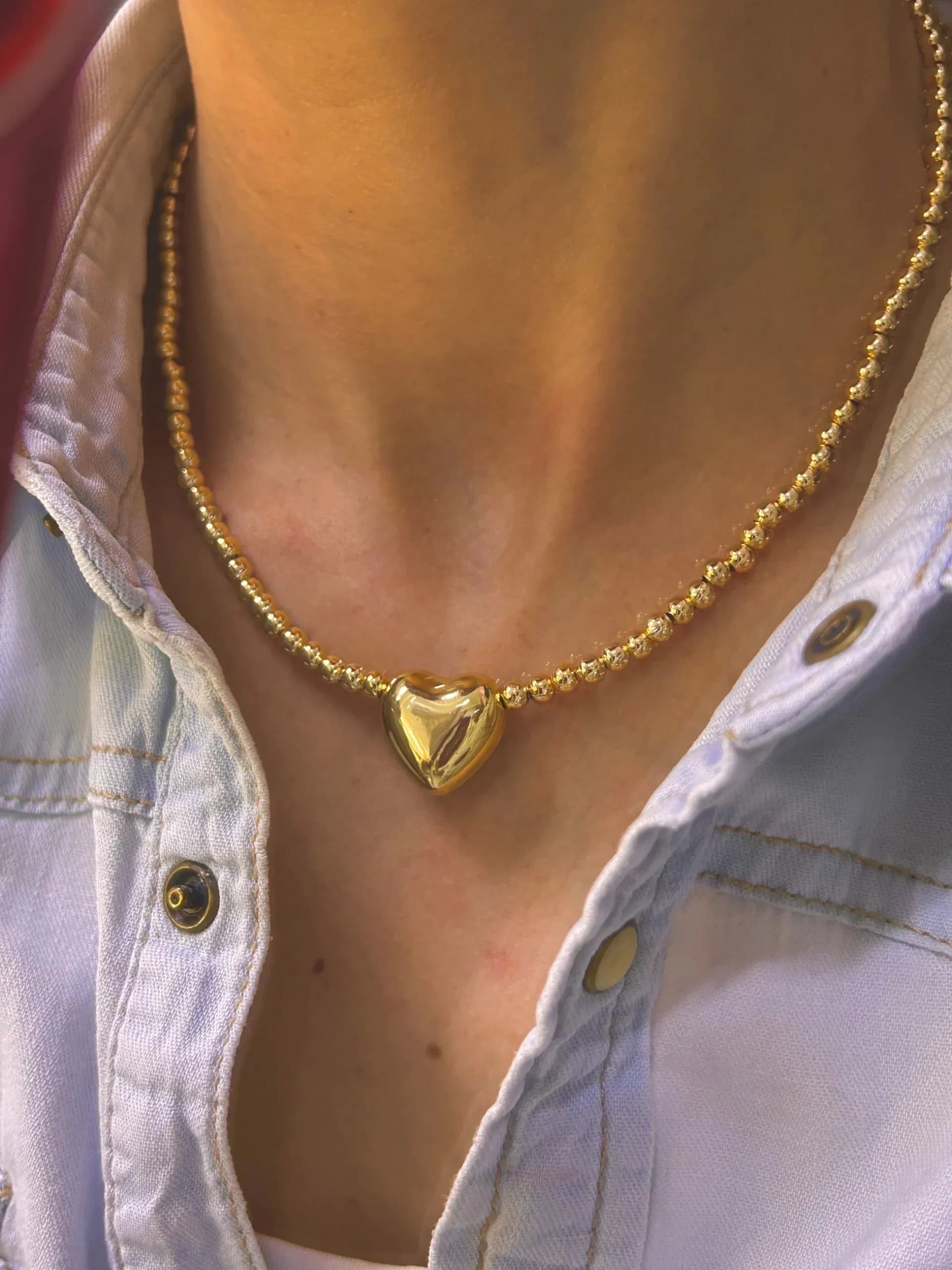 Vip Topcuk Dizme Kalp Kolye