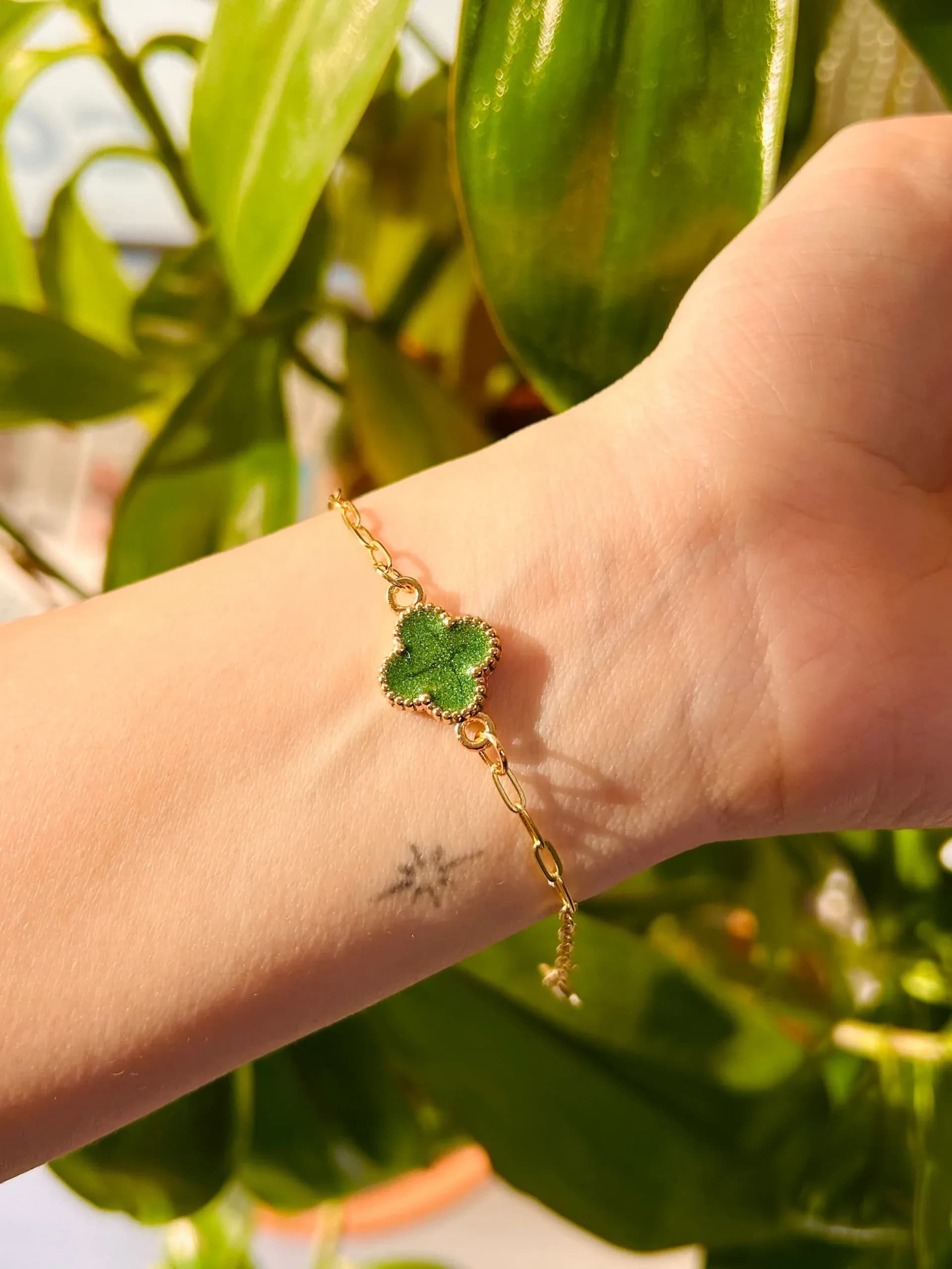 Vip Yeşil Cef Yonca Bileklik