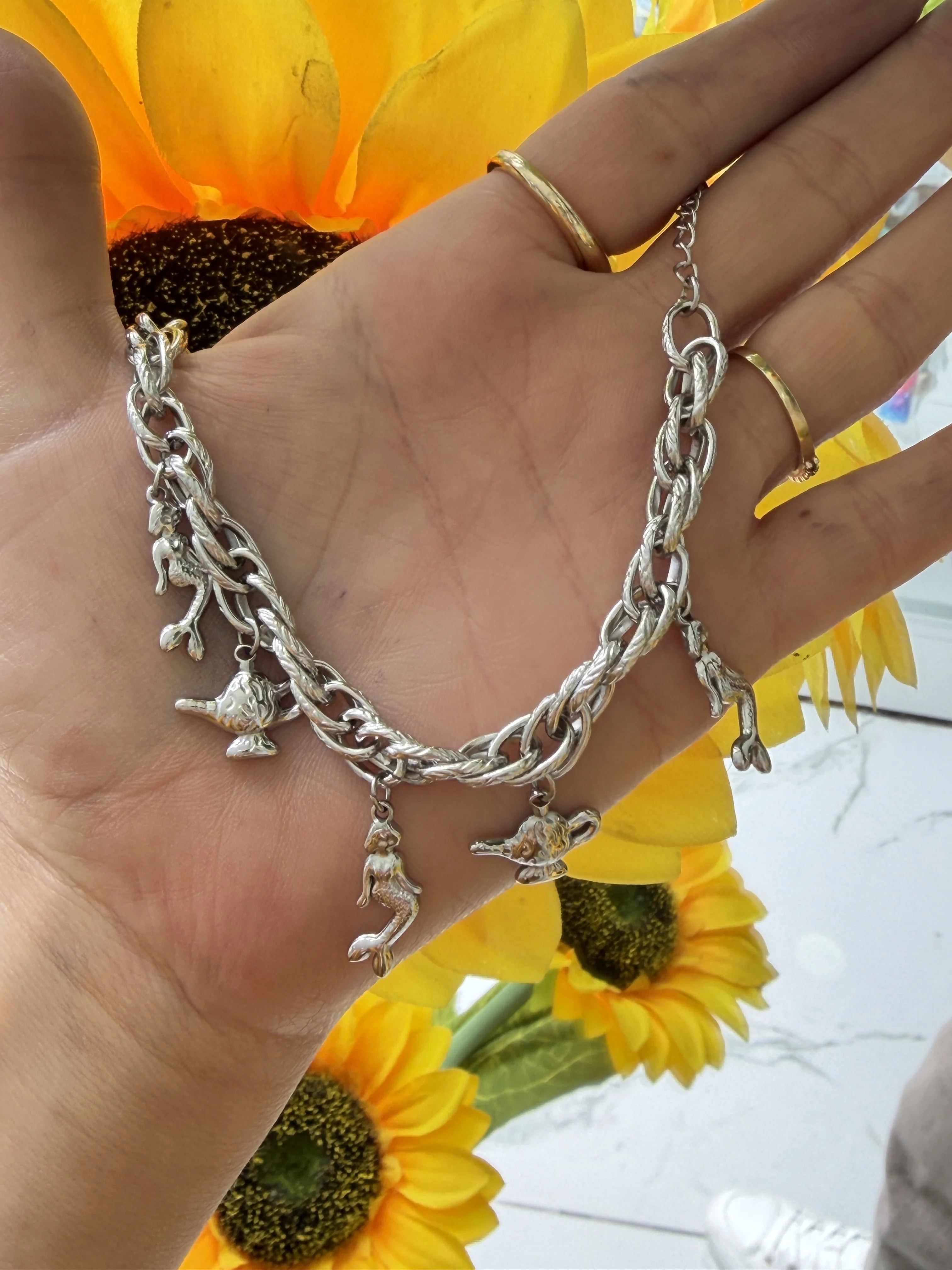 Çelik THY Şans Charm Bileklik Gümüş Renk