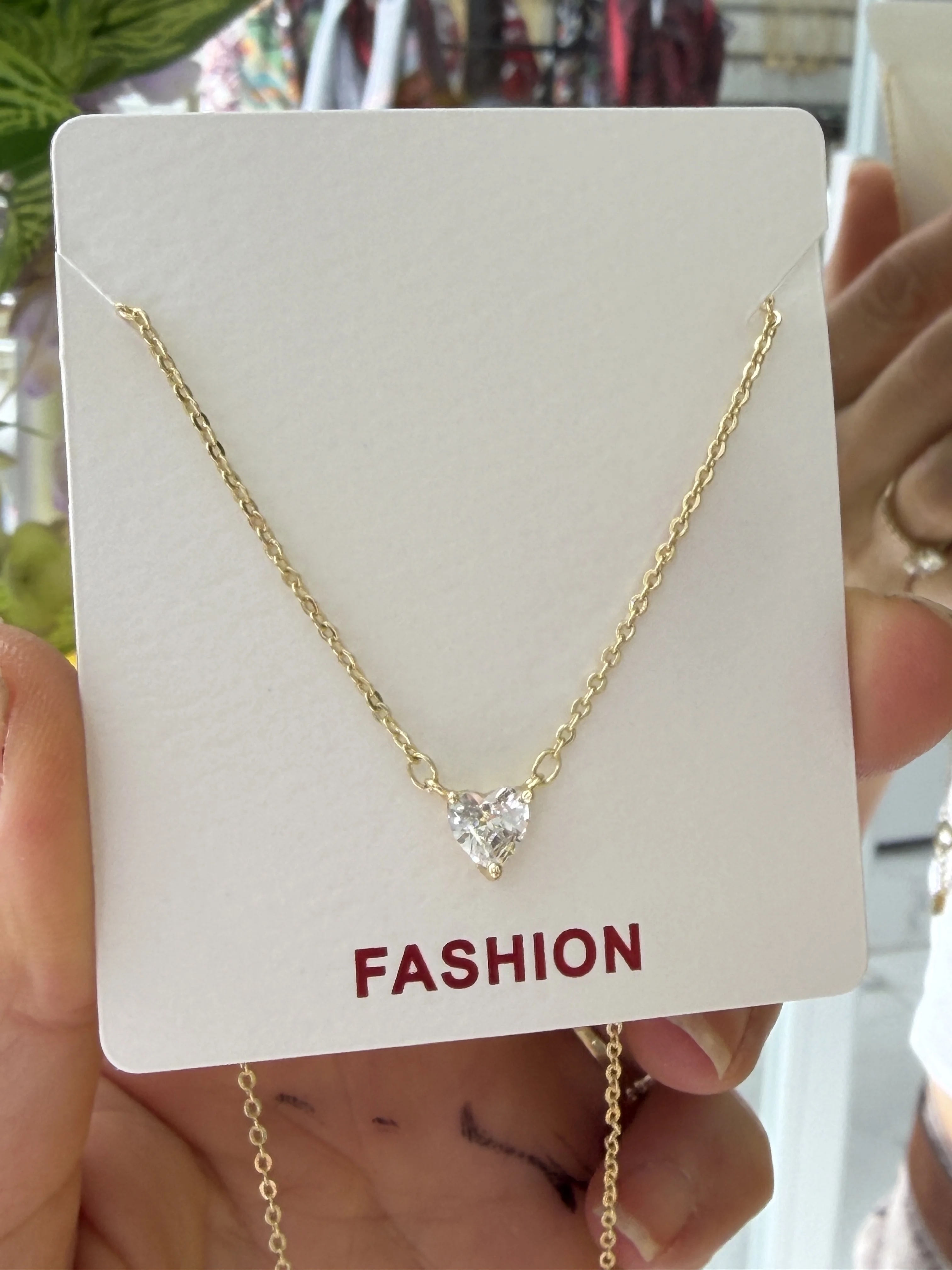 14K CM Altın Kaplama Zirkon Kalp Kolye