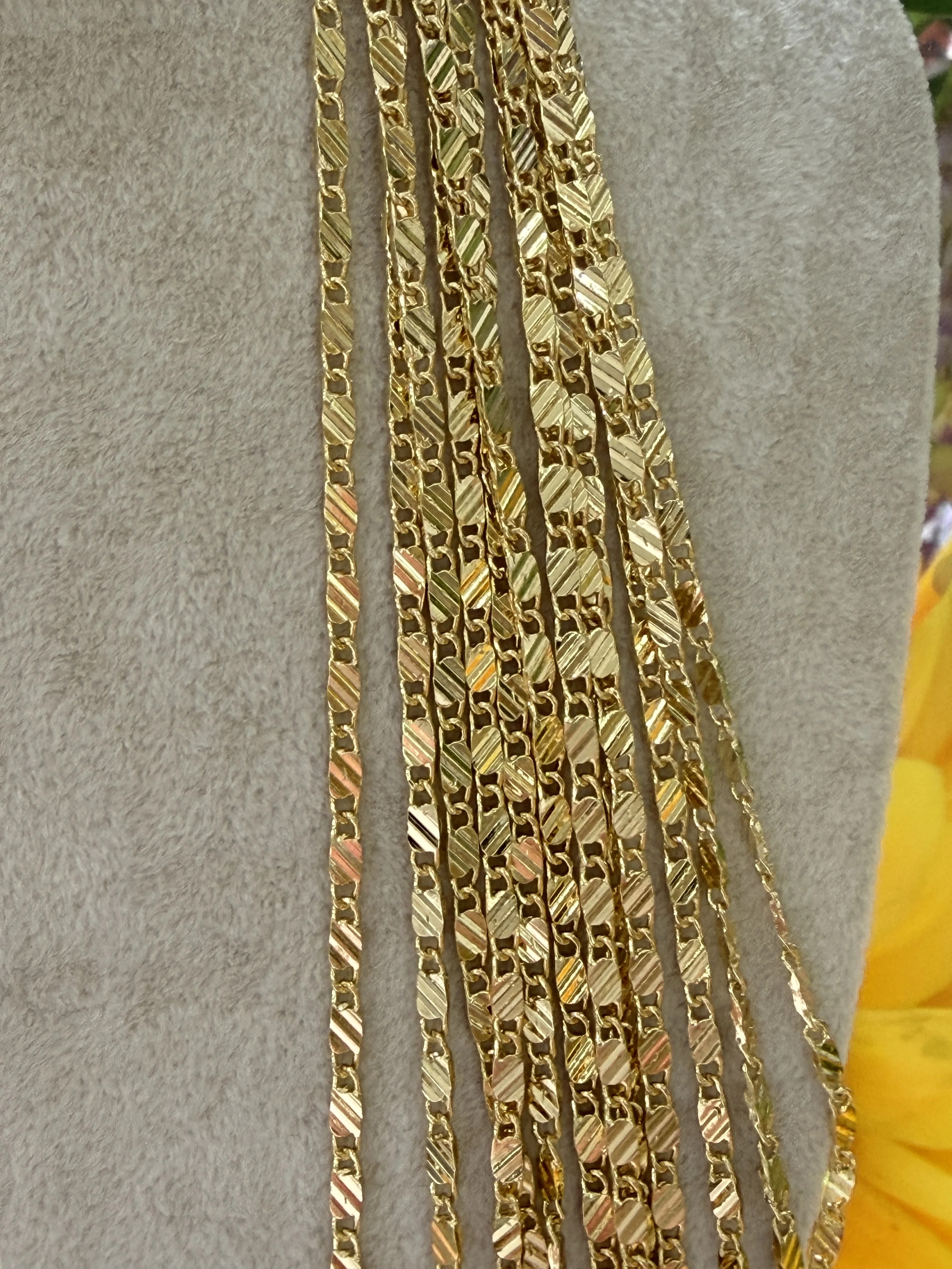 14K CM Altın Kaplama Traşlı Kolye 60 cm