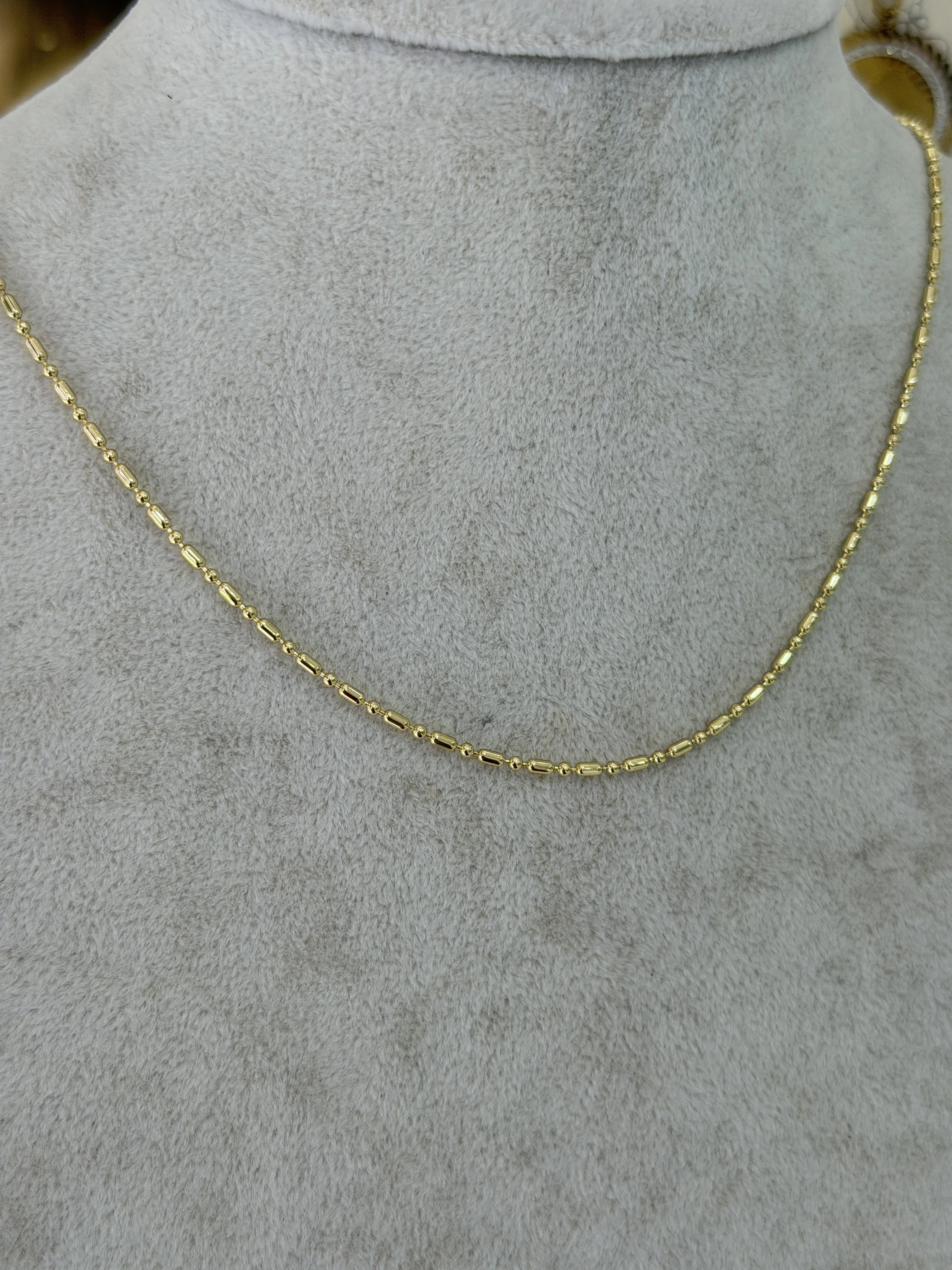 14K CM Altın Kaplama Sosis Kolye 45 cm