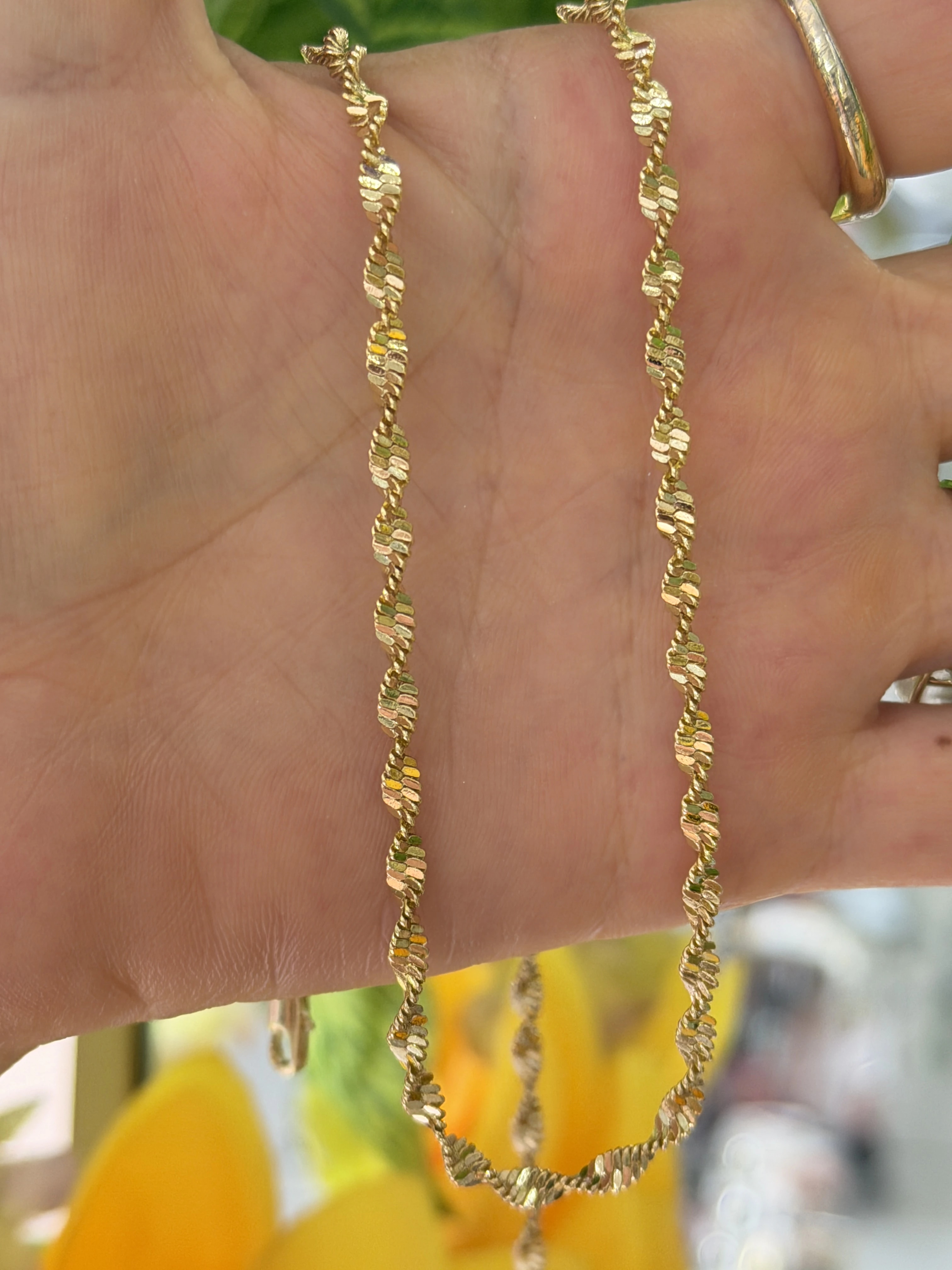 14K CM Altın Kaplama Kalın Sık Singapur Kolye 45 cm