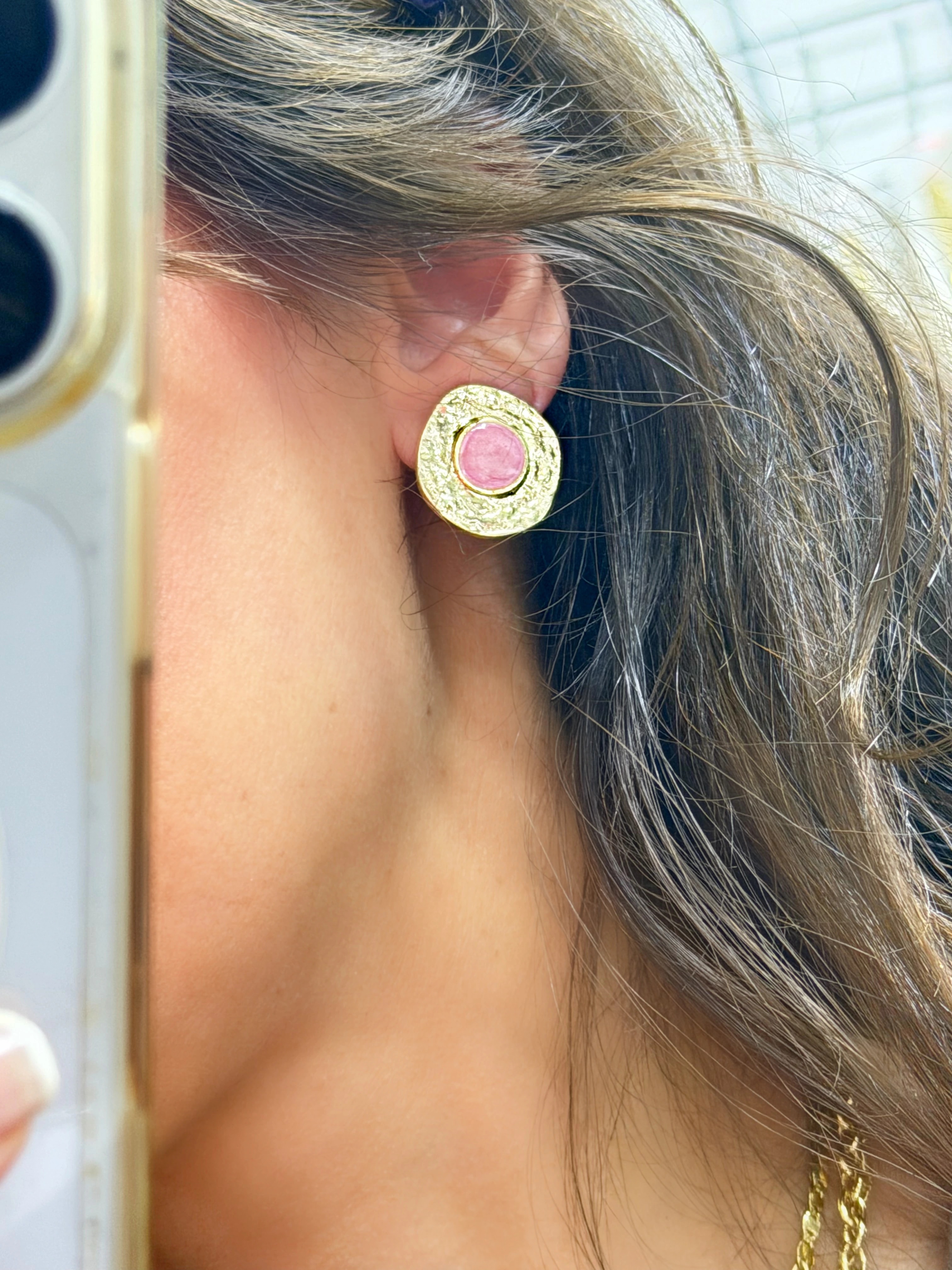 Pembe Oval Küpe
