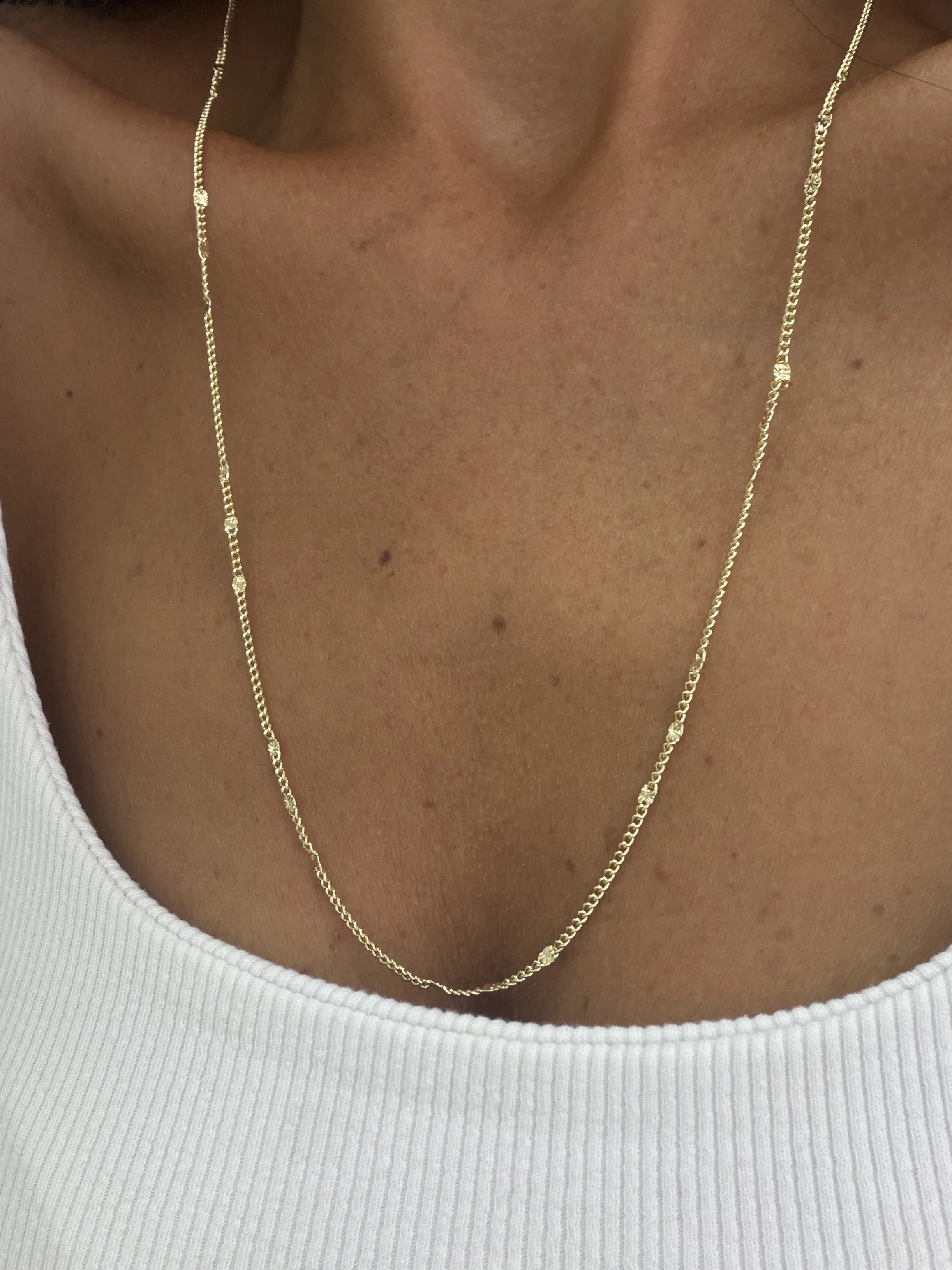 14K Altın Kaplama CM Zincir Pul Kolye 60 cm