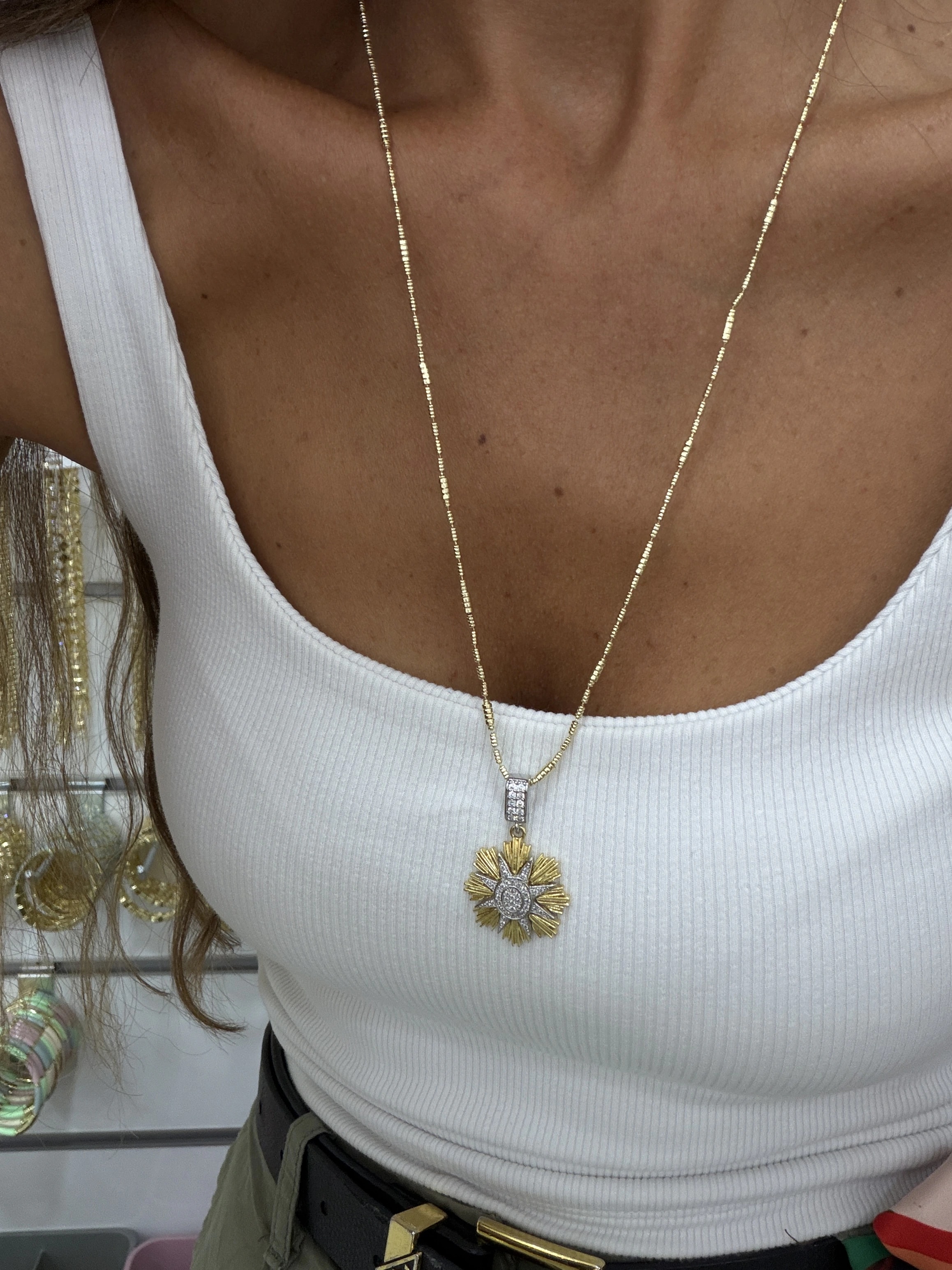 14K Altın Kaplama CM Kutup Charm 60 cm Kolye
