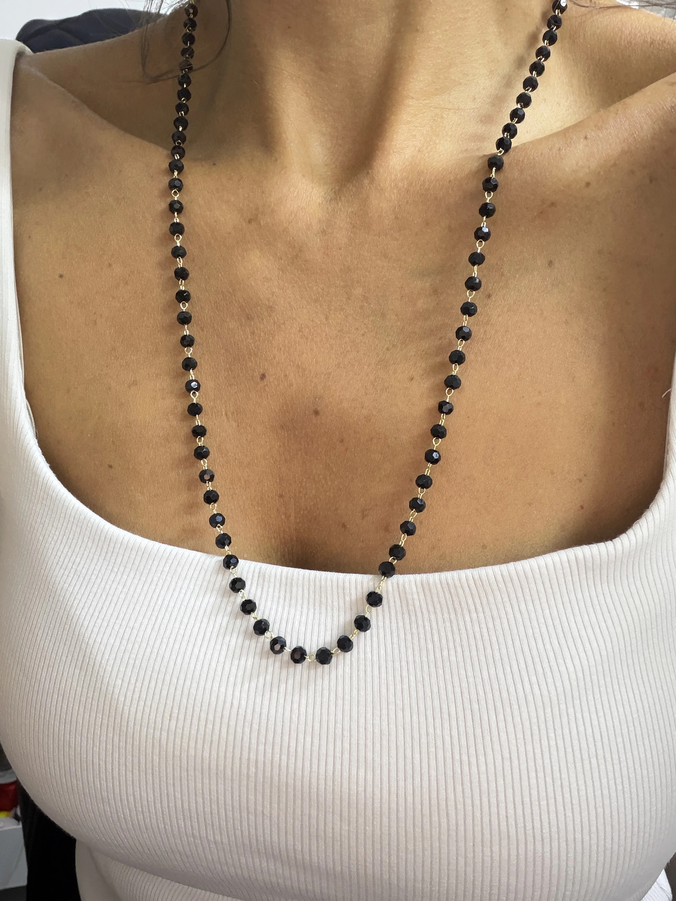 Vip Siyah Kristal 60 cm Kolye