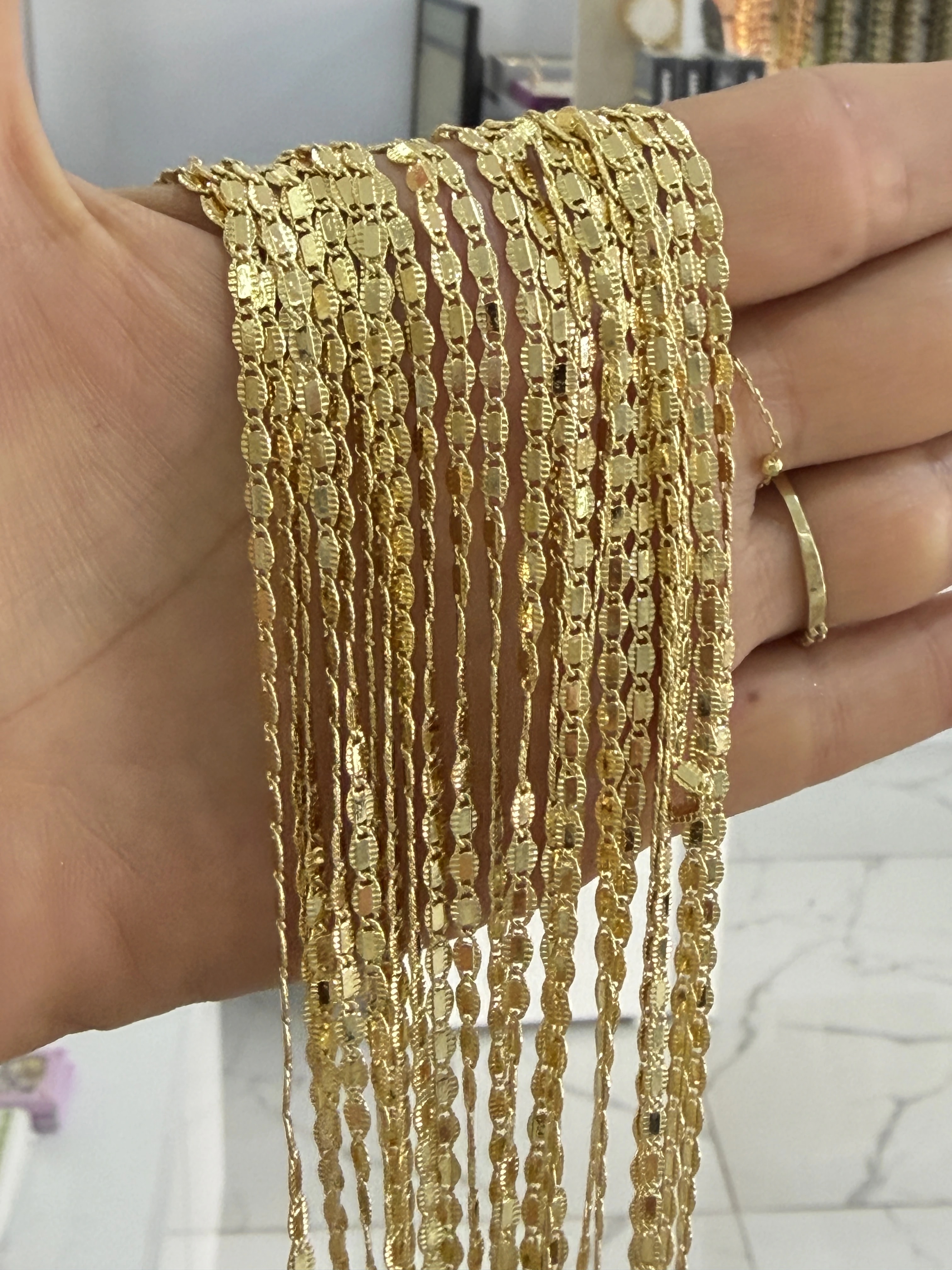 14K CM Altın Kaplama Desen 50 cm Kolye