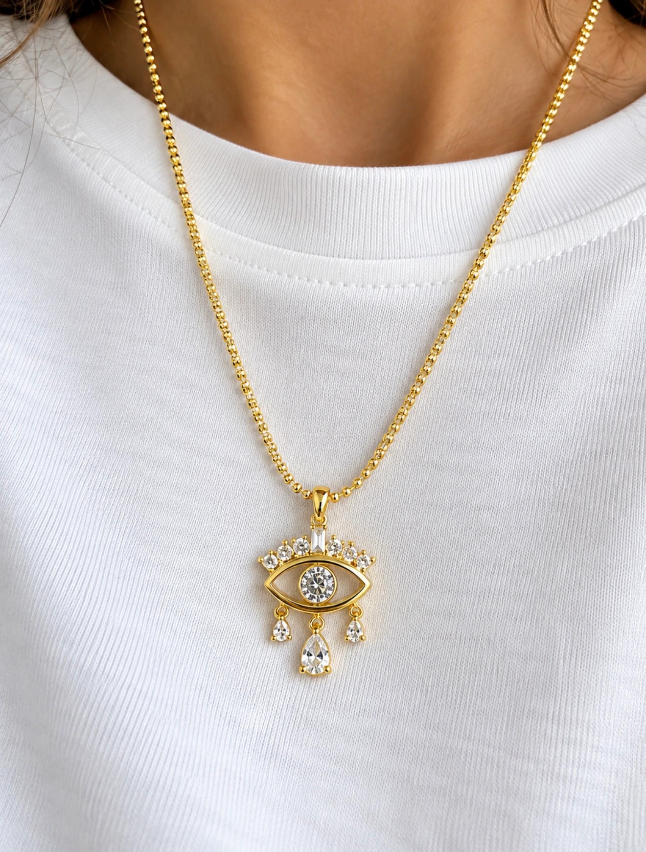 14K Göz Kolye 45+5 cm