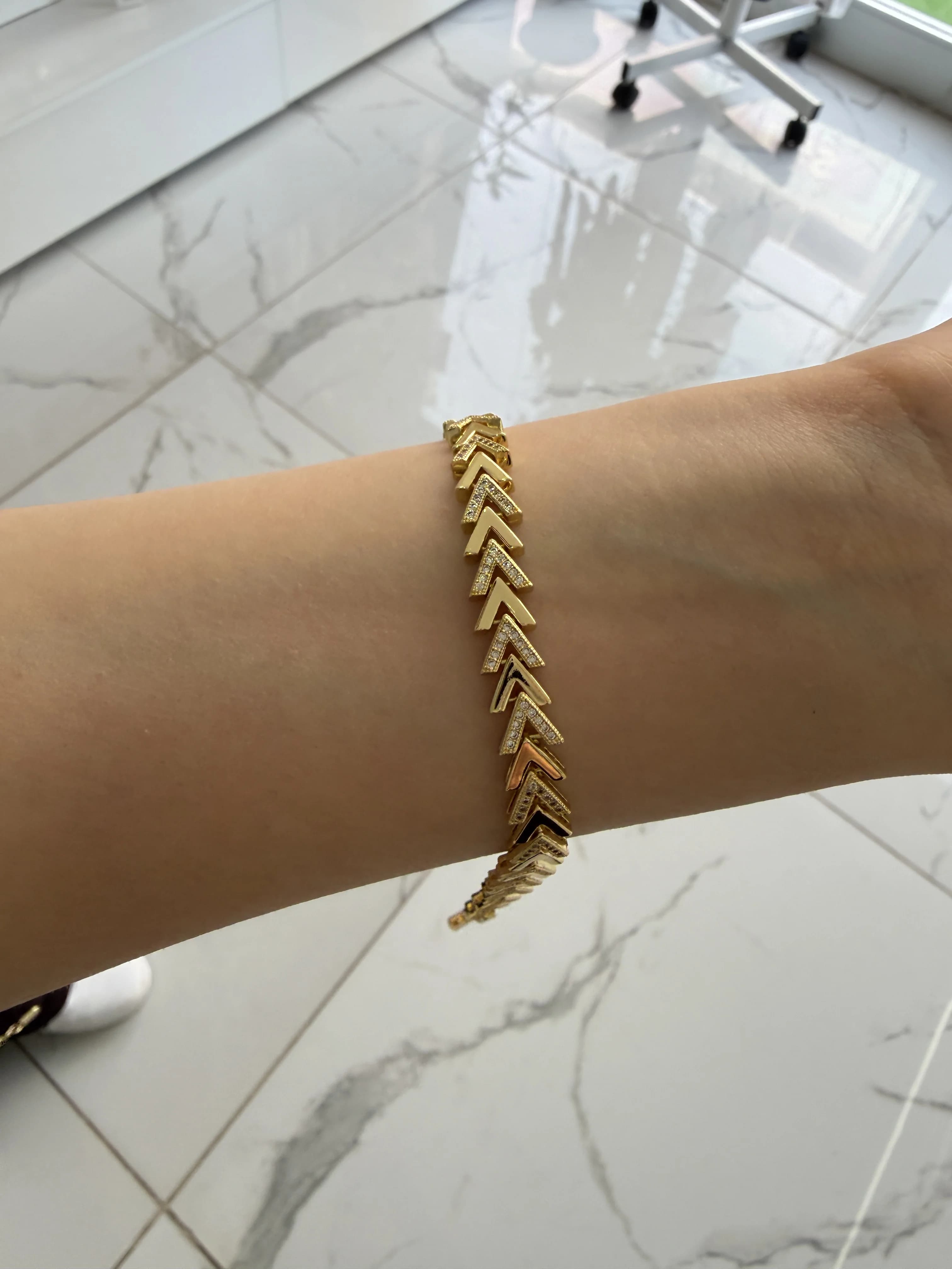 14K CM Altın Kaplama BalıkSırtı Bileklik