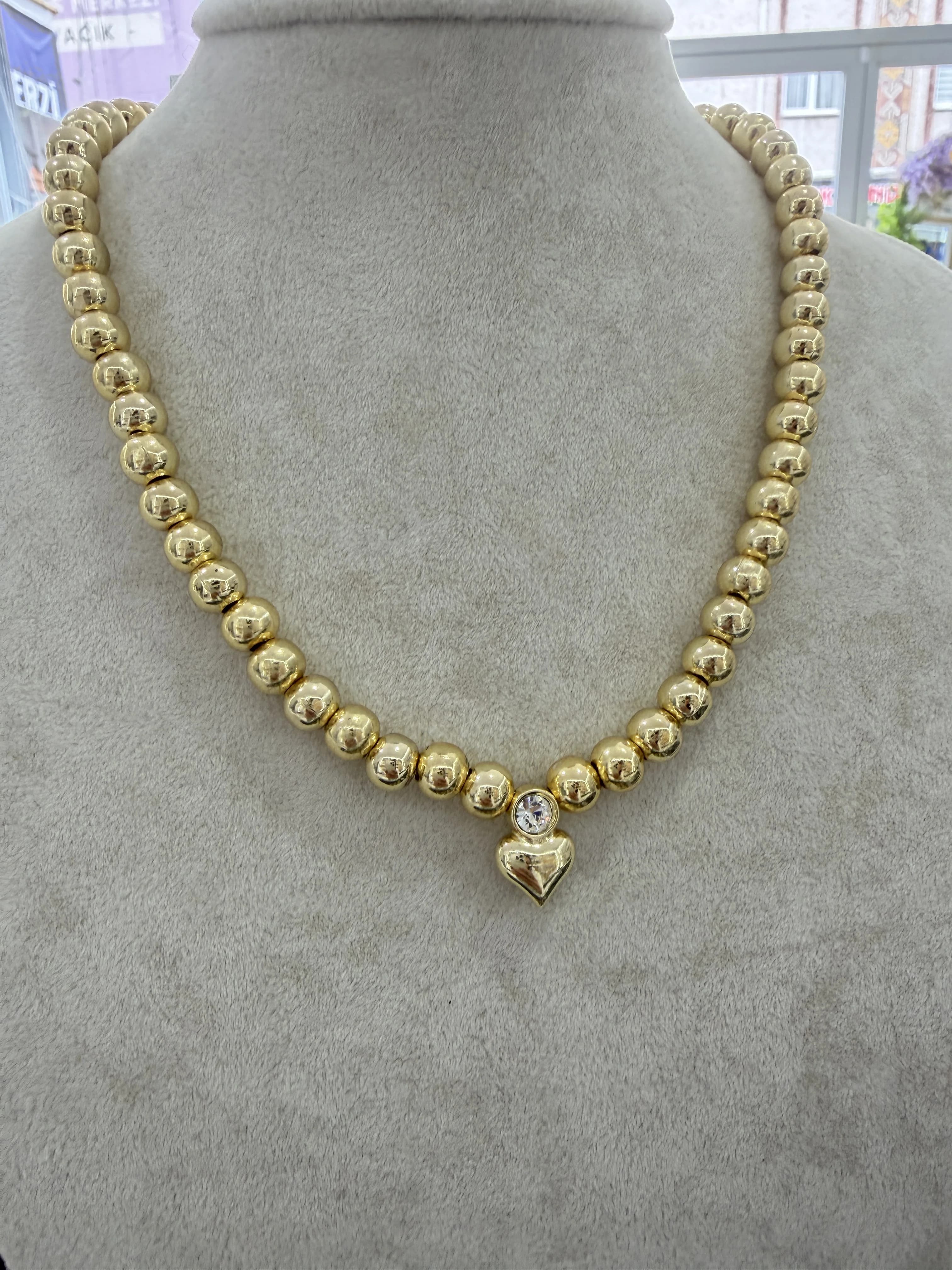 Vip Gold Topcuk Kalp Kolye