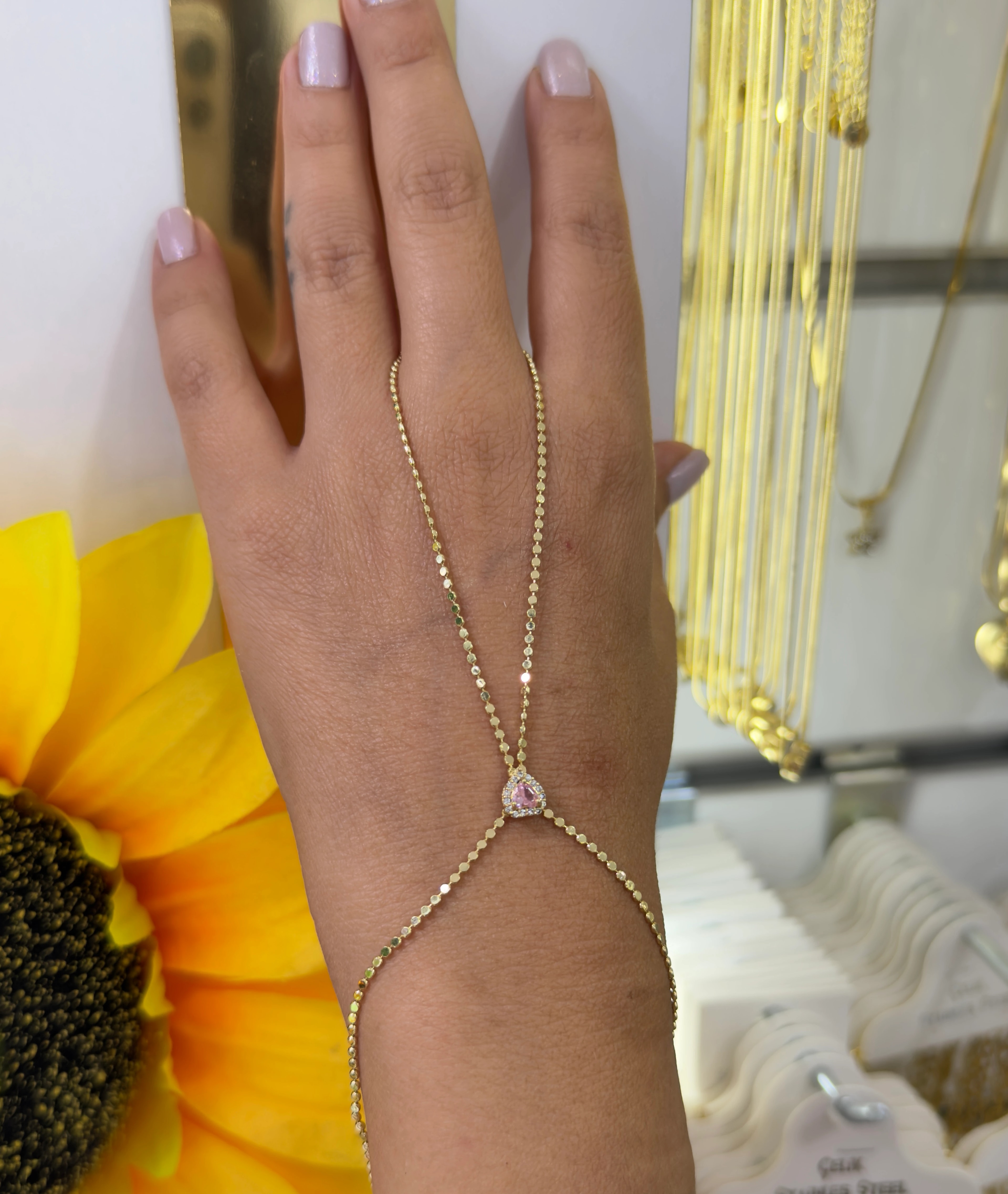 14K Altın Kaplama Pembe Kalp Şahmeran