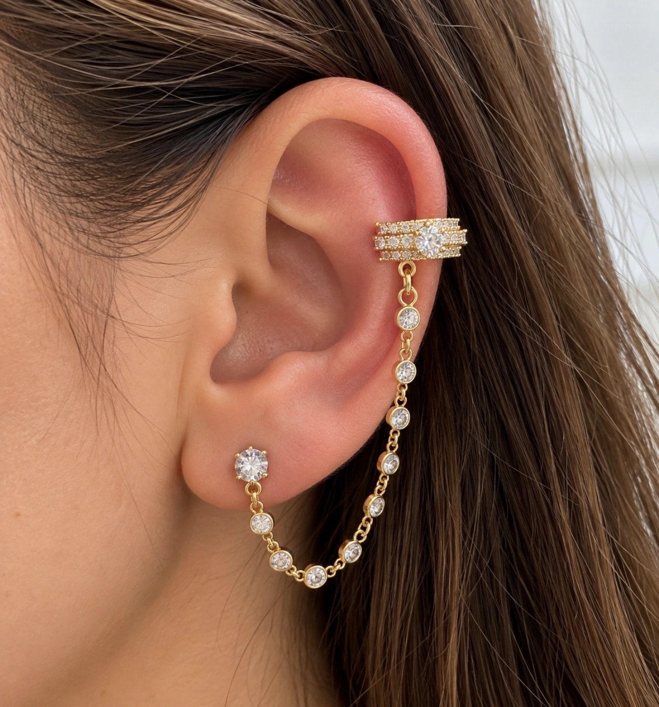14K Zincirli Küpe