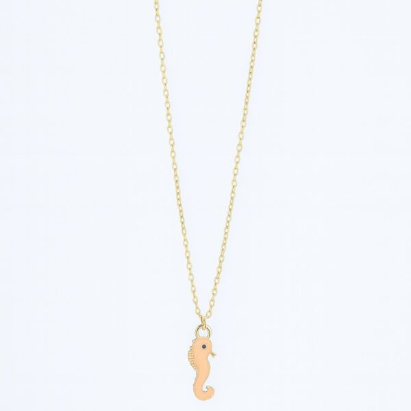 Çelik Krem Mineli Deniz Atı Kolye