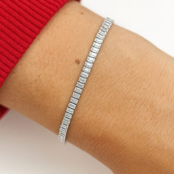 Çelik Dikdörtgen Taş Suyolu Bileklik