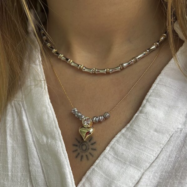 Vip 2 Lİ Gümüş Detay Taşlı Kalp Kolye