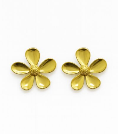 Çelik Gold Çiçek Küpe