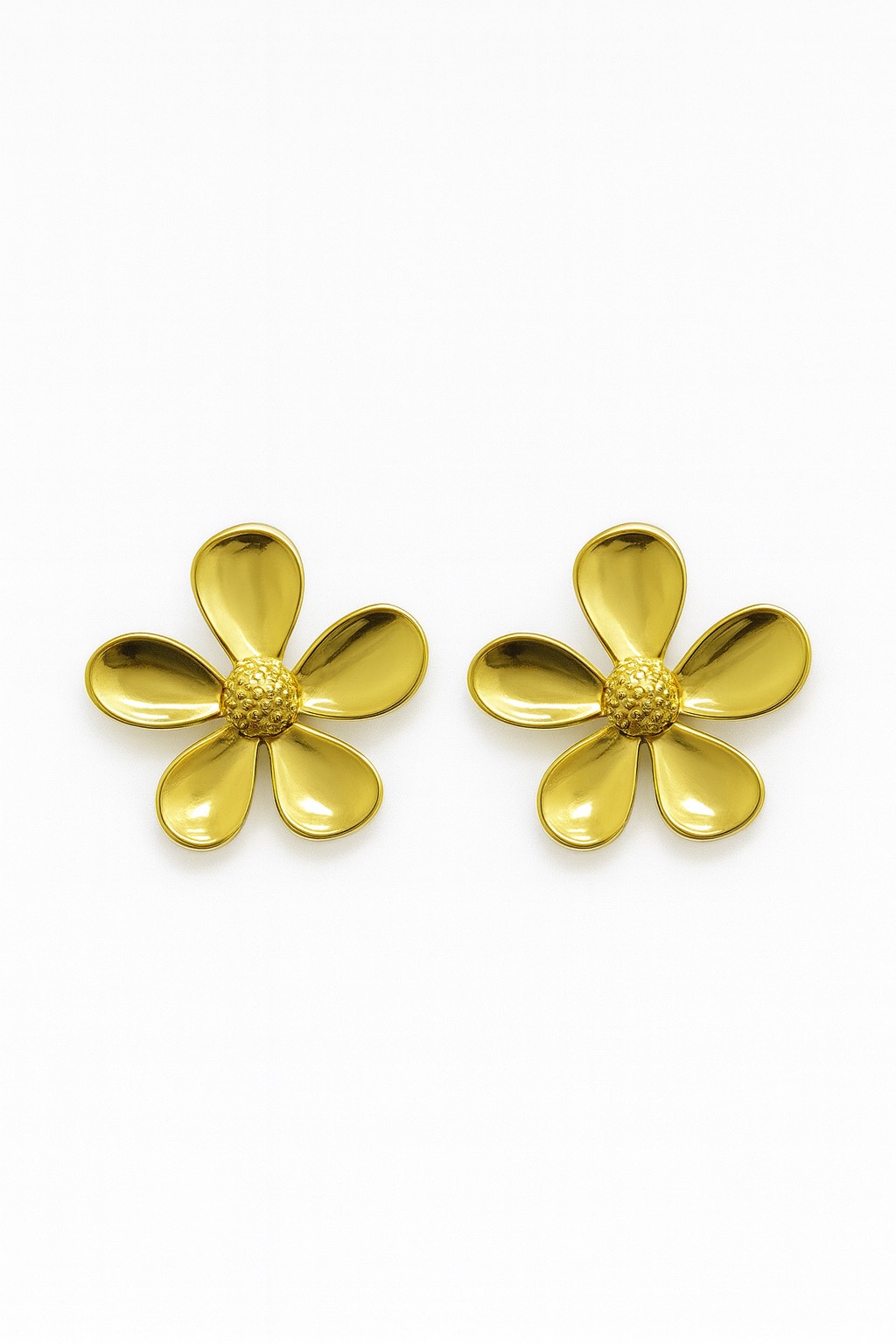 çiçek Çelik Gold Çiçek Küpe