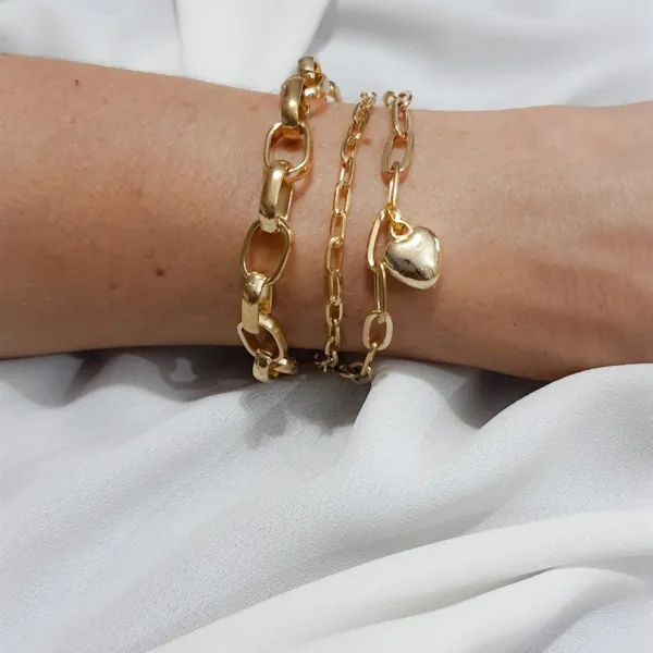 Kadın Çoklu Zincir Kalp Bileklik