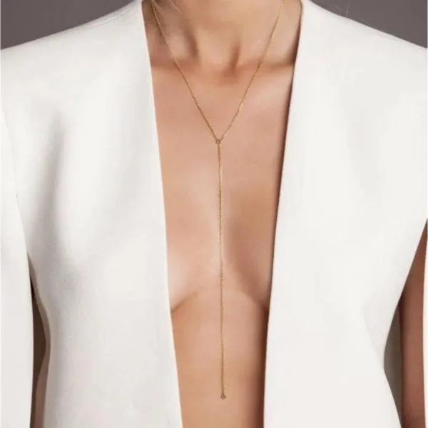 Kadın Dekolte Gold Uzun Kolye