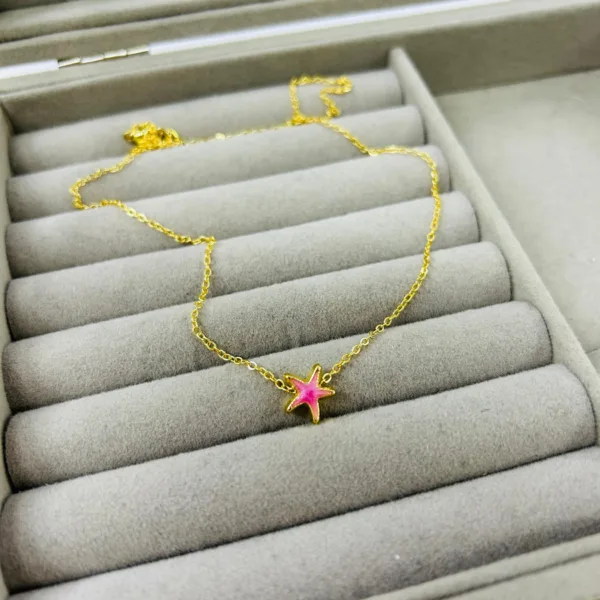 Minimal Pembe Sedef Yıldız Kolye