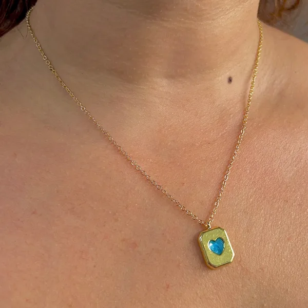 Vip Mavi Kalp Minimal Kolye