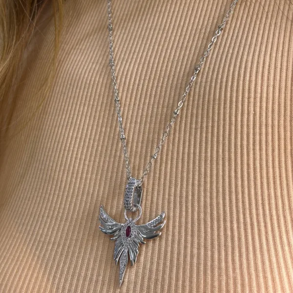 Vip Pembe Taş Anka Kuşu Kolye