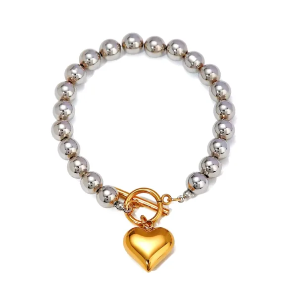 Vip T Kilit Gümüş Renk Top Gold Kalp Kolye