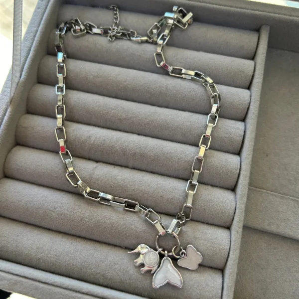 Gümüş Renk Fil Charm Kalın Kolye