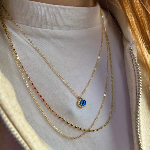 Vip Zincirli Kedi Gözü Kolye