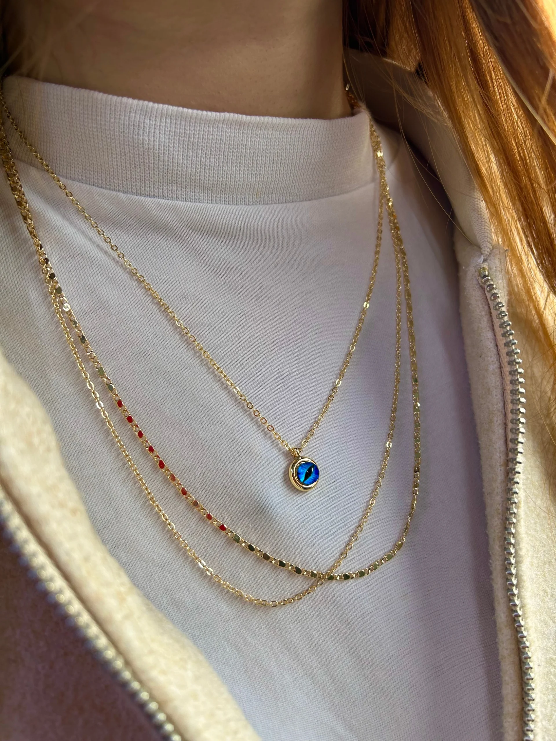 Vip Zincirli Kedi Gözü Kolye Vip Zincirli Kedi Gözü Kolye - Görsel 1