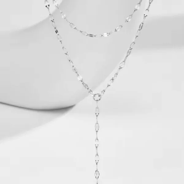 Çelik Gümüş Renk Parlak Zincir Y Kolye