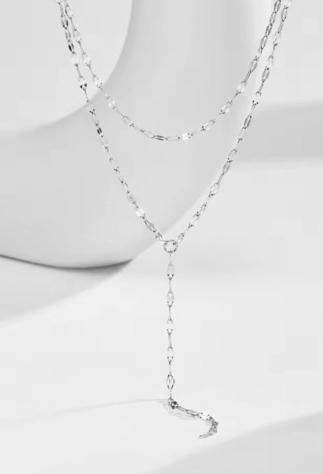 image_1950 Çelik Gümüş Renk Parlak Zincir Y Kolye - Görsel 1