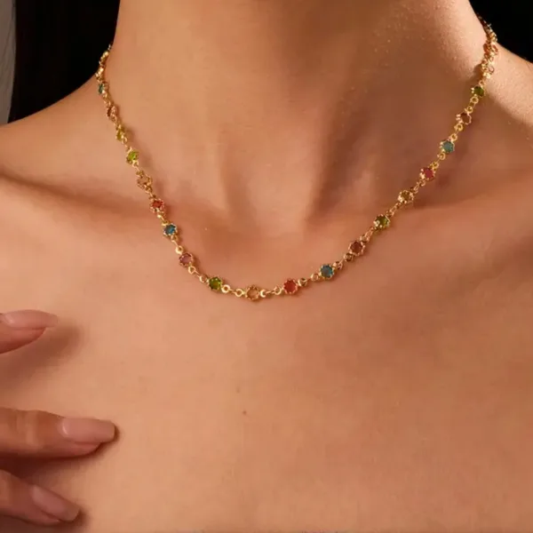 Mini Taş Renkli Kolye