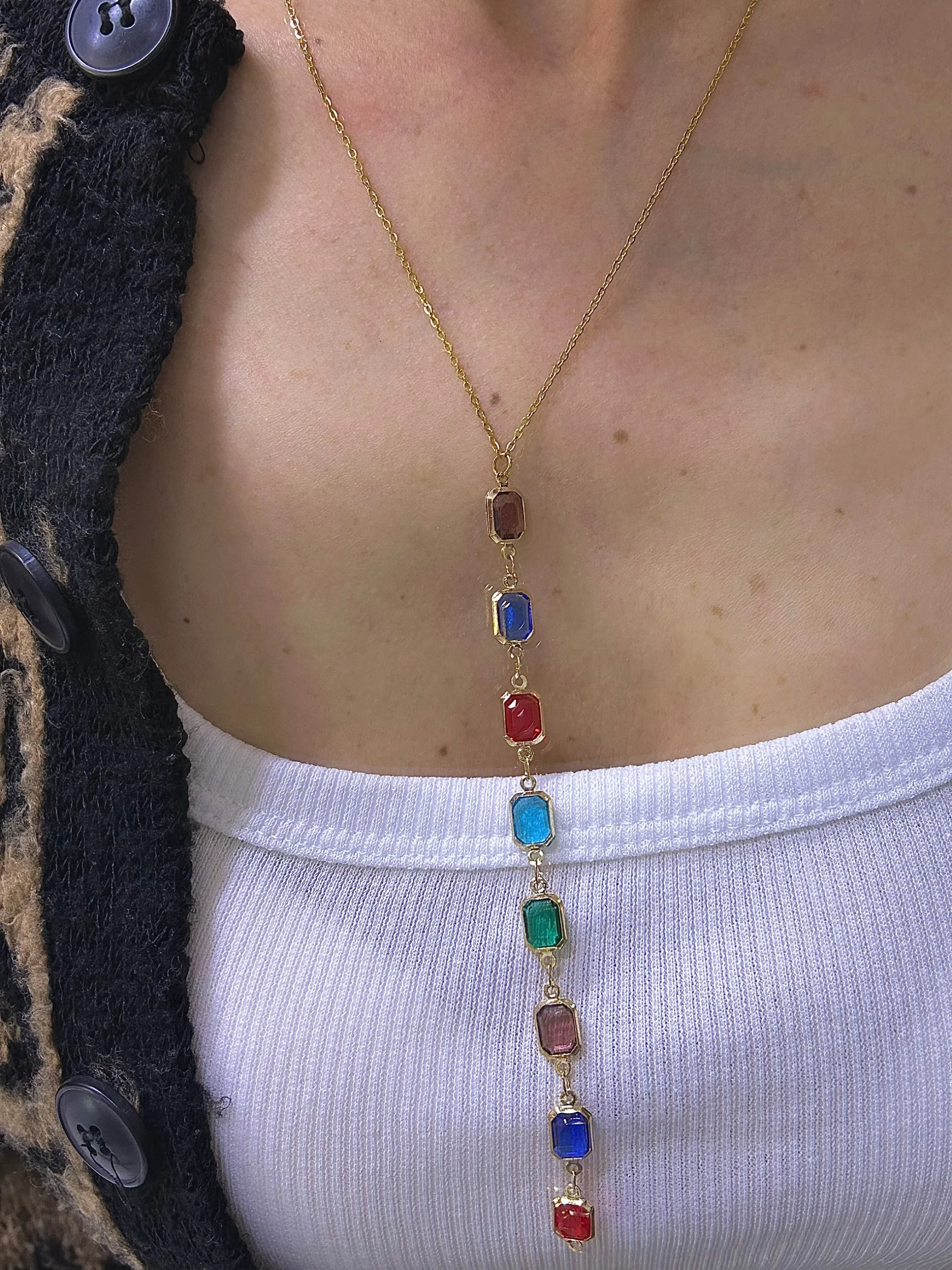 image_1950 Renkli Kare Y Kolye - Görsel 1