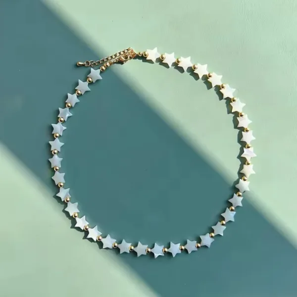 Sedef Yıldız Sıralı Kolye