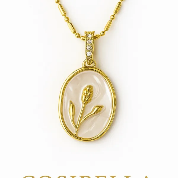 Altın Kaplama Mineli Lale Kolye