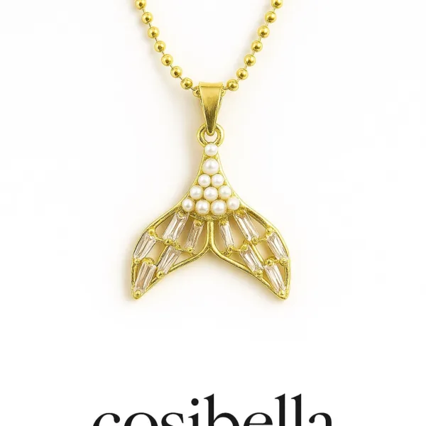 Altın Kaplama Balık Kuyruğu İnci Detay Kolye
